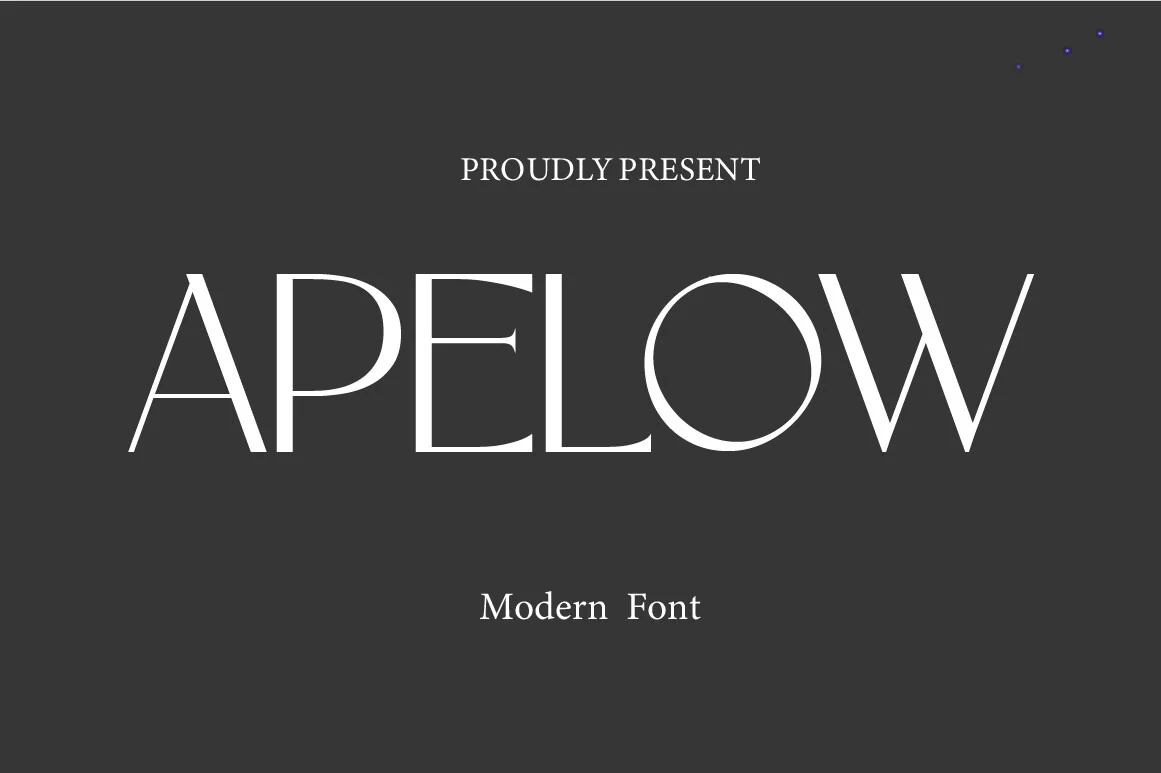 Apelow Font displayed in large, condensed, high-contrast serif letters with sharp pronounced serifs.