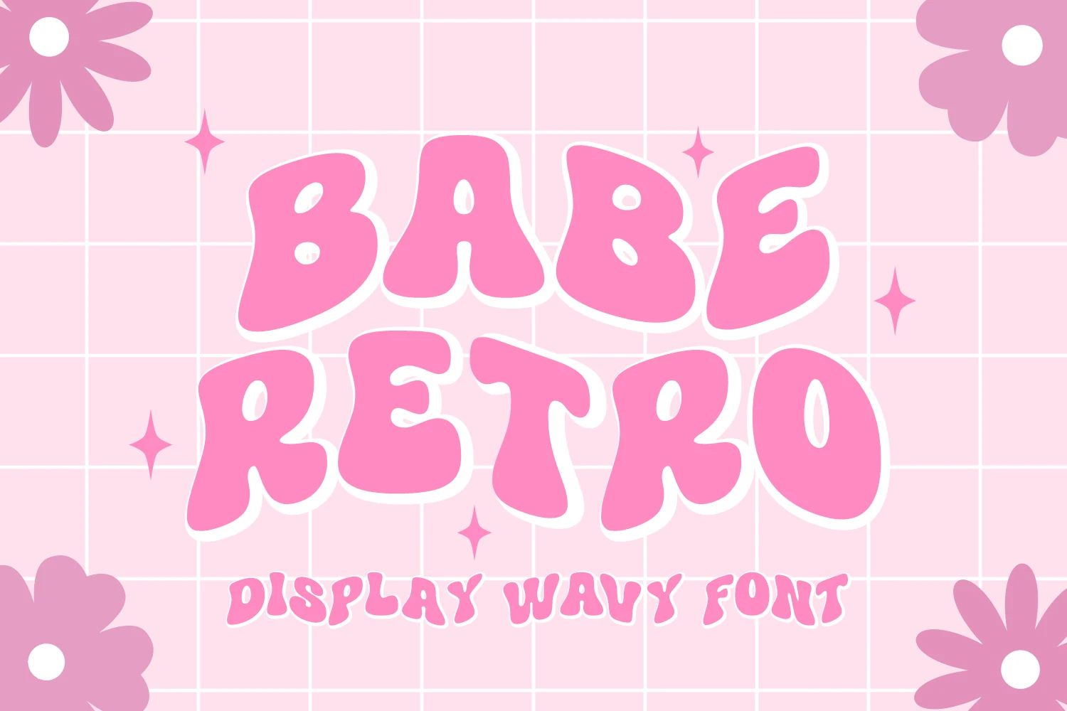 Babe Retro Font with heavy rounded letters, exaggerated wavy contours, and a bubbly display style.