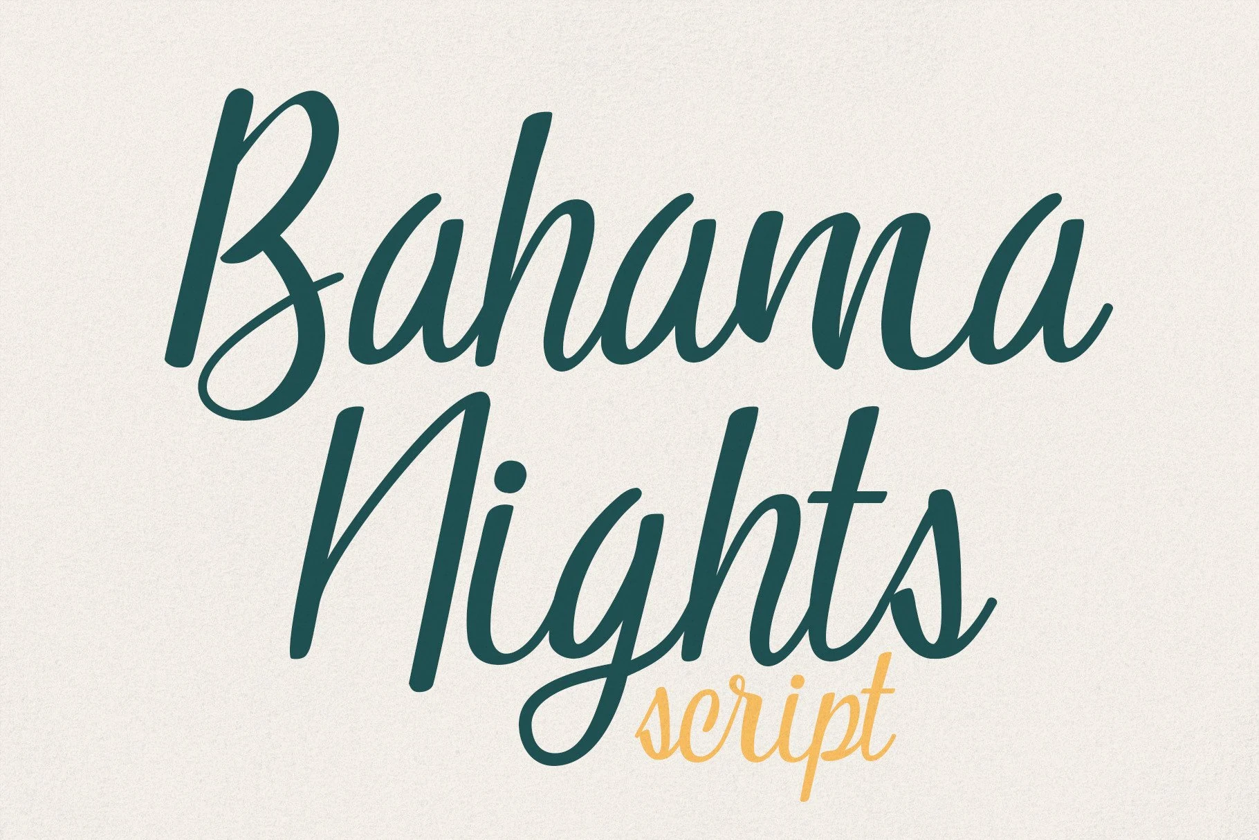 Bahama Nights Font displayed as large flowing cursive lettering with high stroke contrast, connected forms, and a rightward slant.