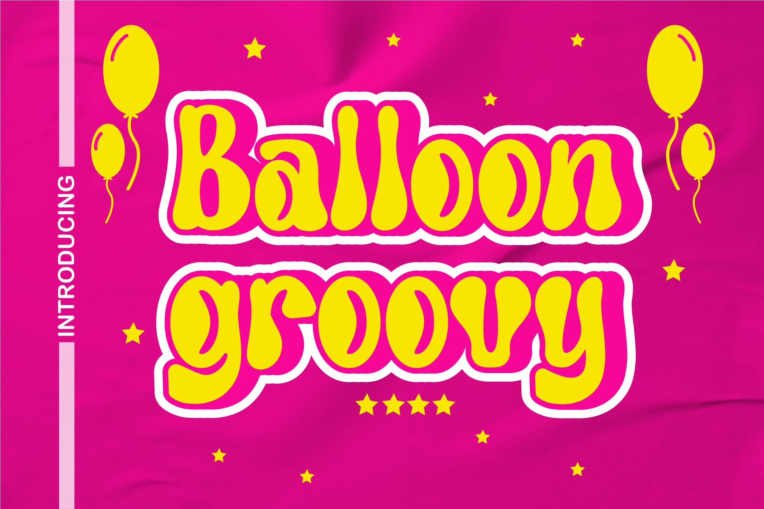 Balloon Groovy Font with thick rounded condensed letterforms, soft edges, and a bold outlined display style.