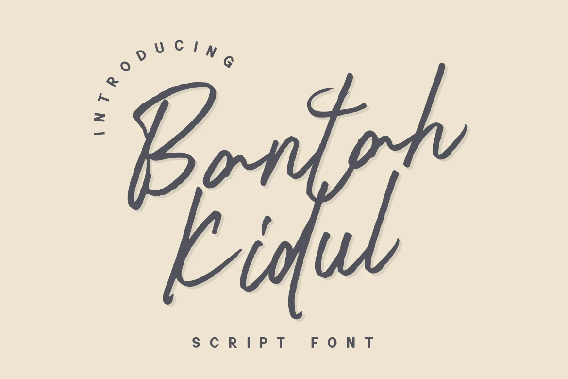 Bantah Kidul Font featuring handwritten appearance and monolinear stroke weight