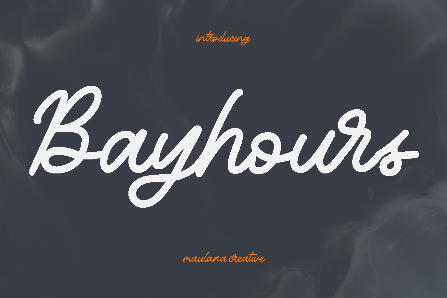 Bayhours Font showing connected monoline script lettering with a slight rightward slant and rounded looping terminals.