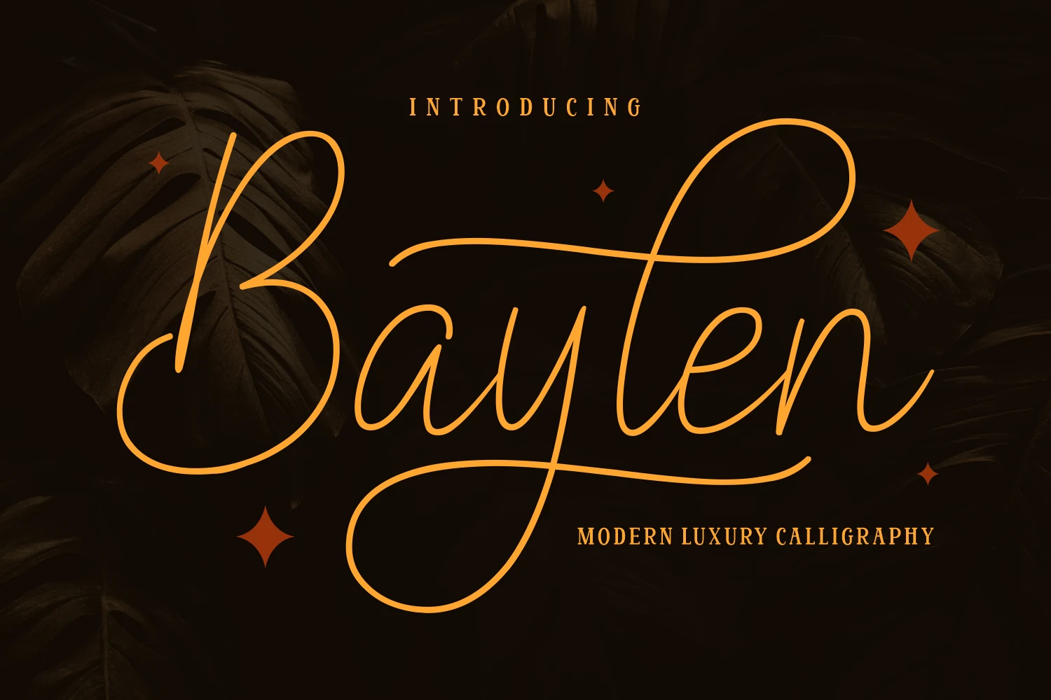 Baylen Font displayed in fluid connected script with elongated strokes, decorative flourishes, and looping terminals.