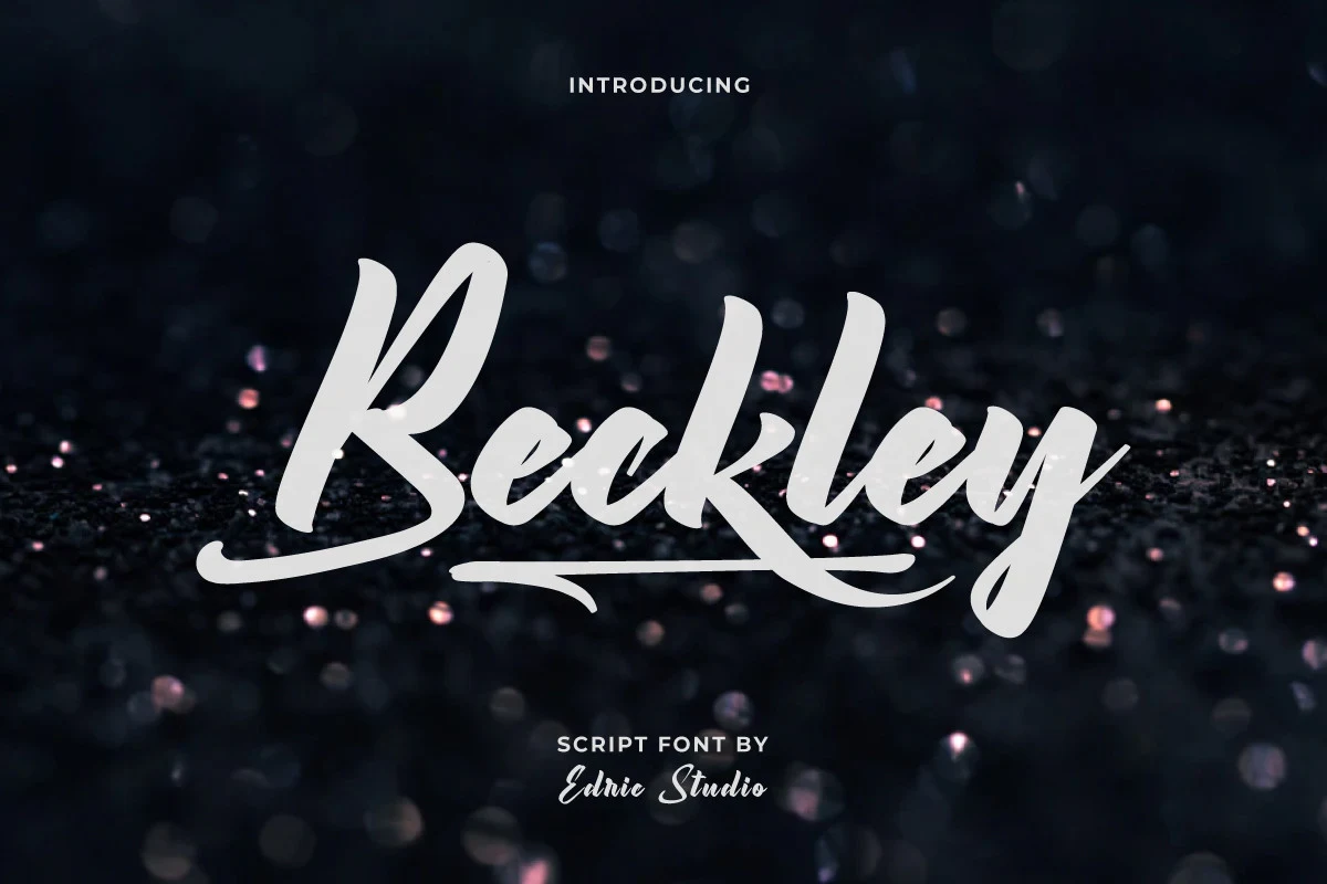 Beckley Font in bold connected brush-script lettering with a rightward slant and extended baseline swashes.