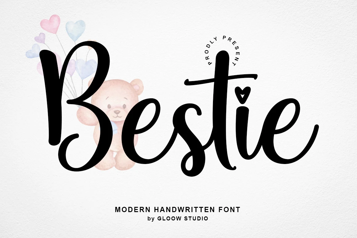 Bestie Font is a bold connected handwritten script with high stroke contrast and rounded flowing terminals.