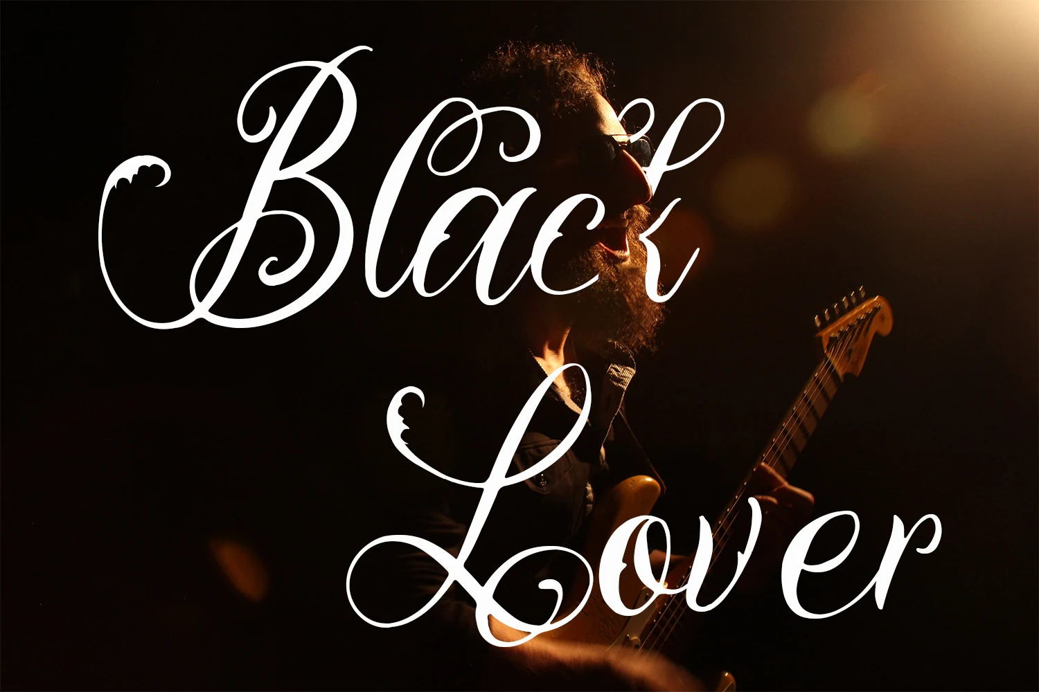 Blacklover Font displayed in an ornate calligraphic script with high stroke contrast, connected letters, and decorative flourishes.
