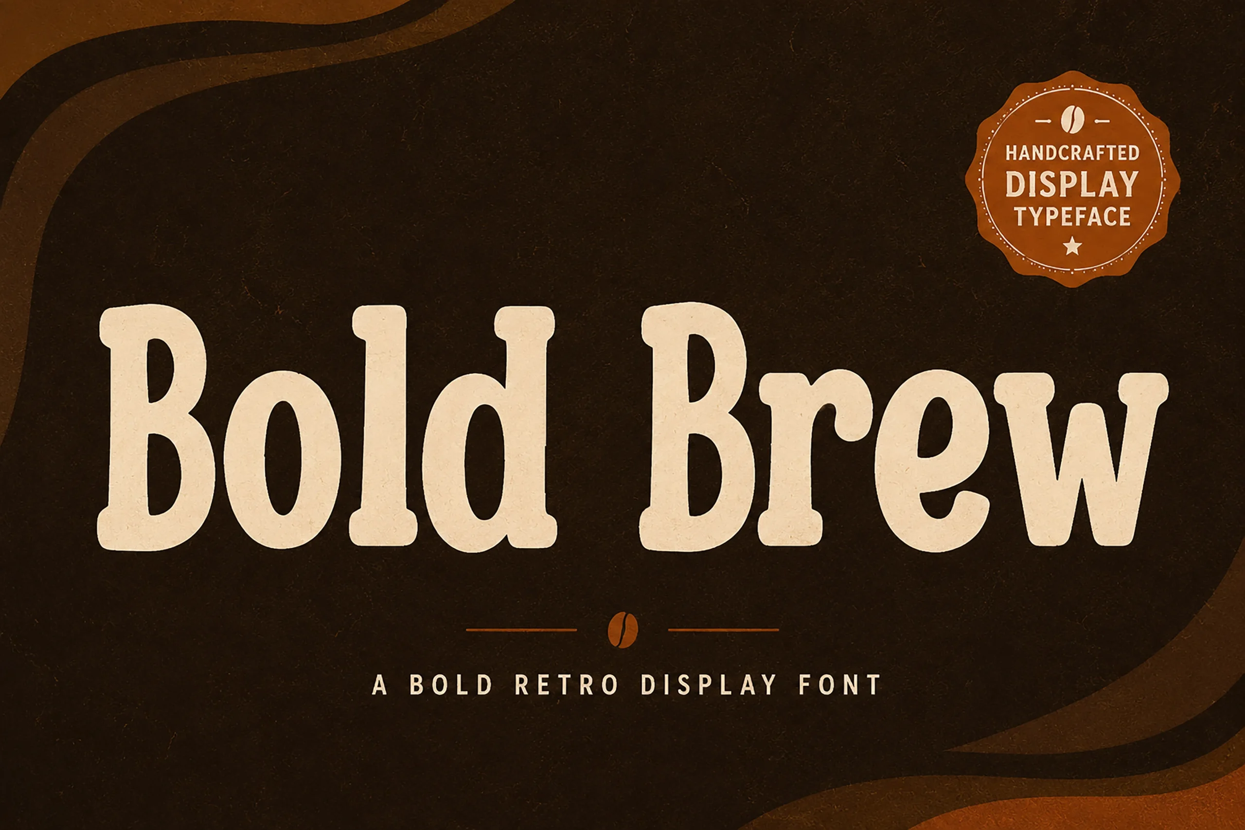Bold Brew Font features thick rounded slab serifs, heavy strokes, and soft organic curves.