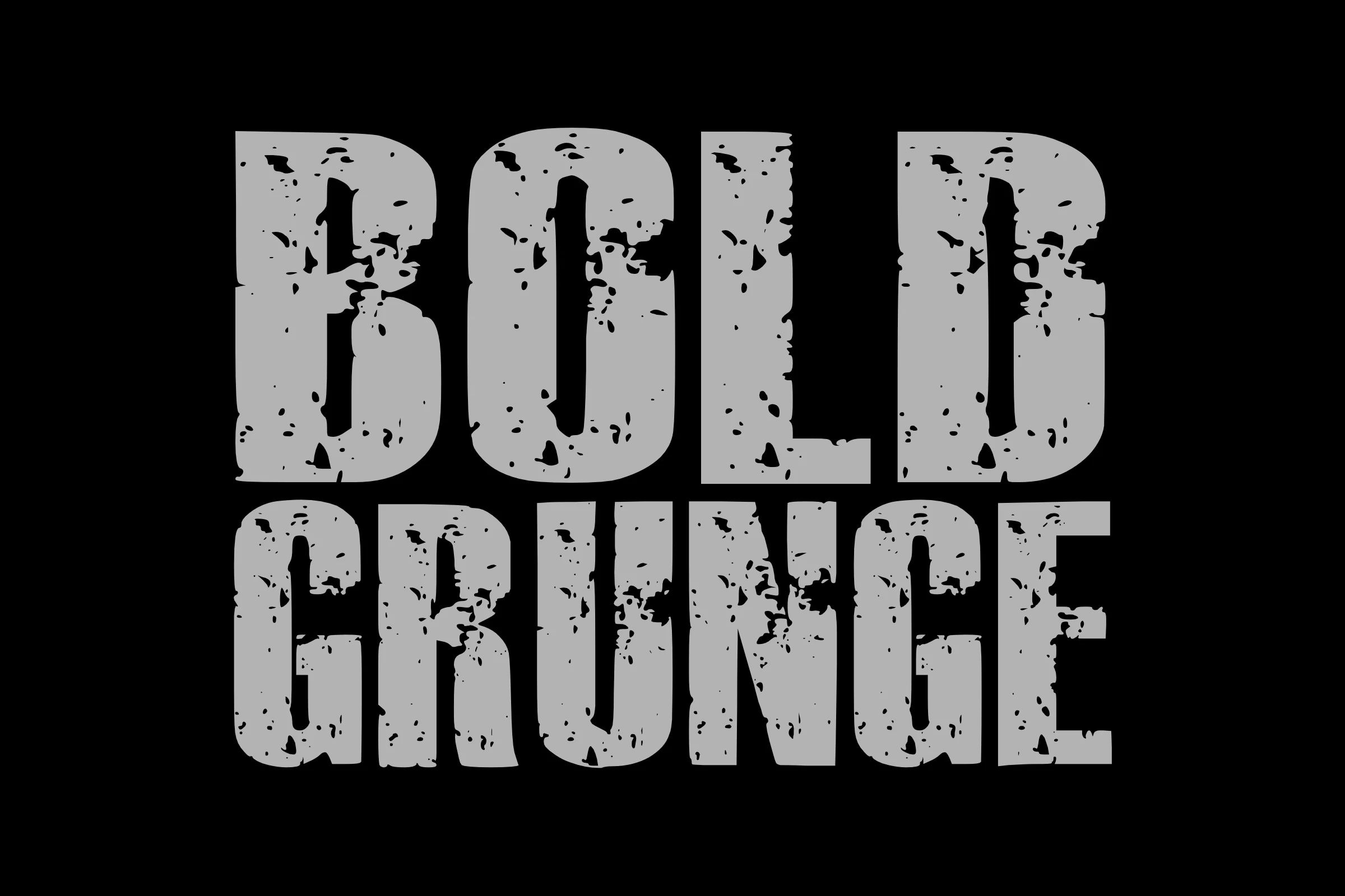 Bold Grunge Font featuring heavy, blocky slab-serif letterforms with a distressed, weathered texture.