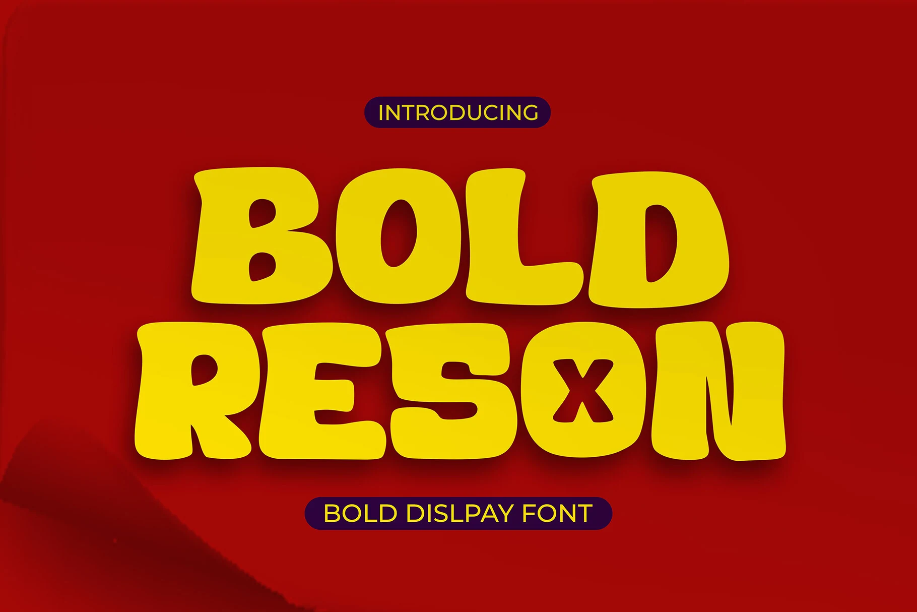 Bold Reson Font showing large rounded bubbly letters with heavy strokes, wide proportions, and a decorative X replacing the O in RESON.