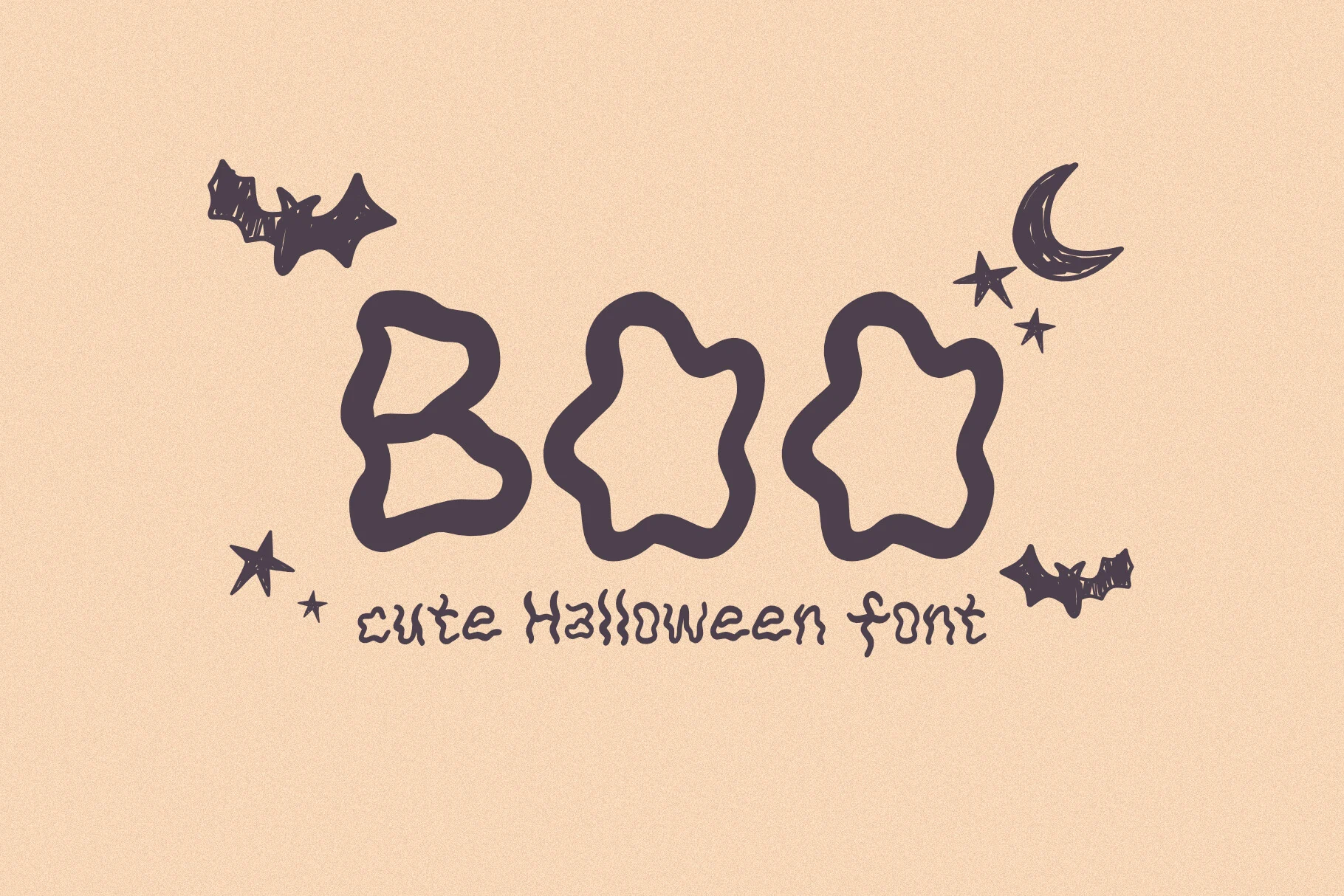 Boo Font with thick monoline blob-like letters, rounded irregular shapes, and disconnected forms.