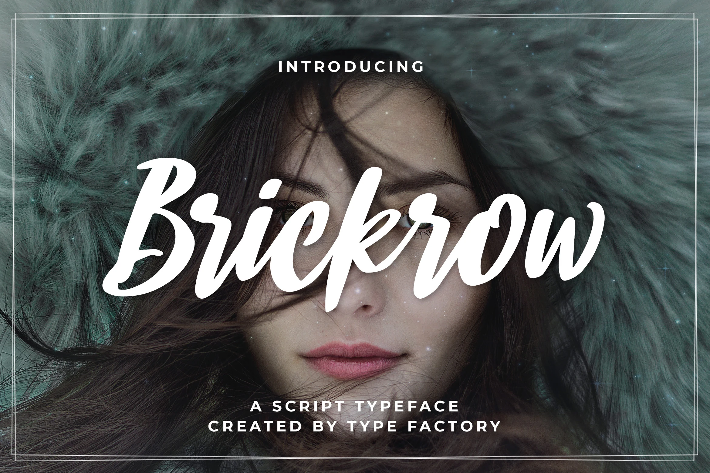 Brickrow Font shown as a connected brush script with high-contrast strokes, a slight forward slant, and asymmetrical letterforms.