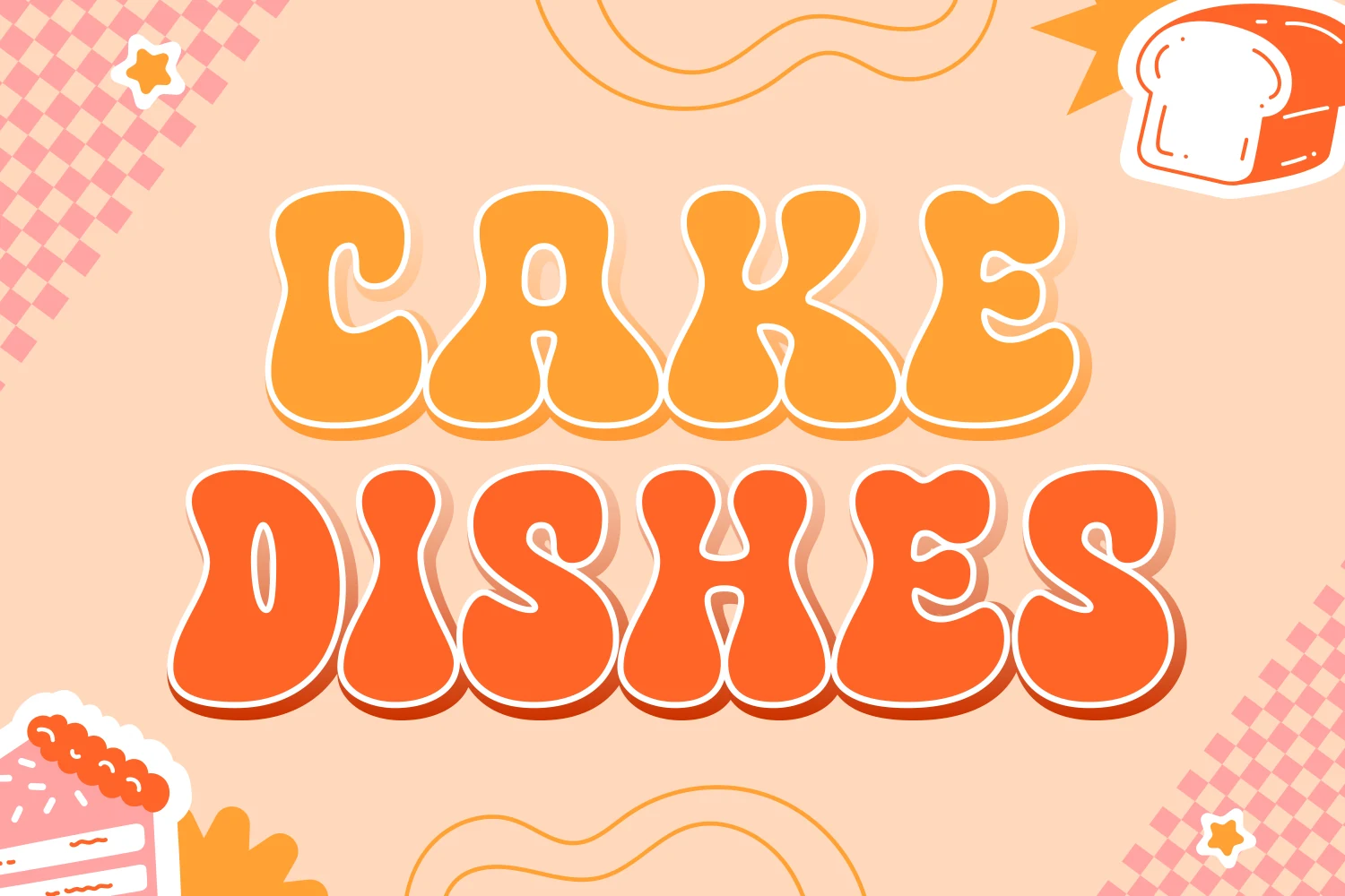 Cake Dishes Font in thick, rounded bubble letters with soft curves, wide proportions, and upright forms.