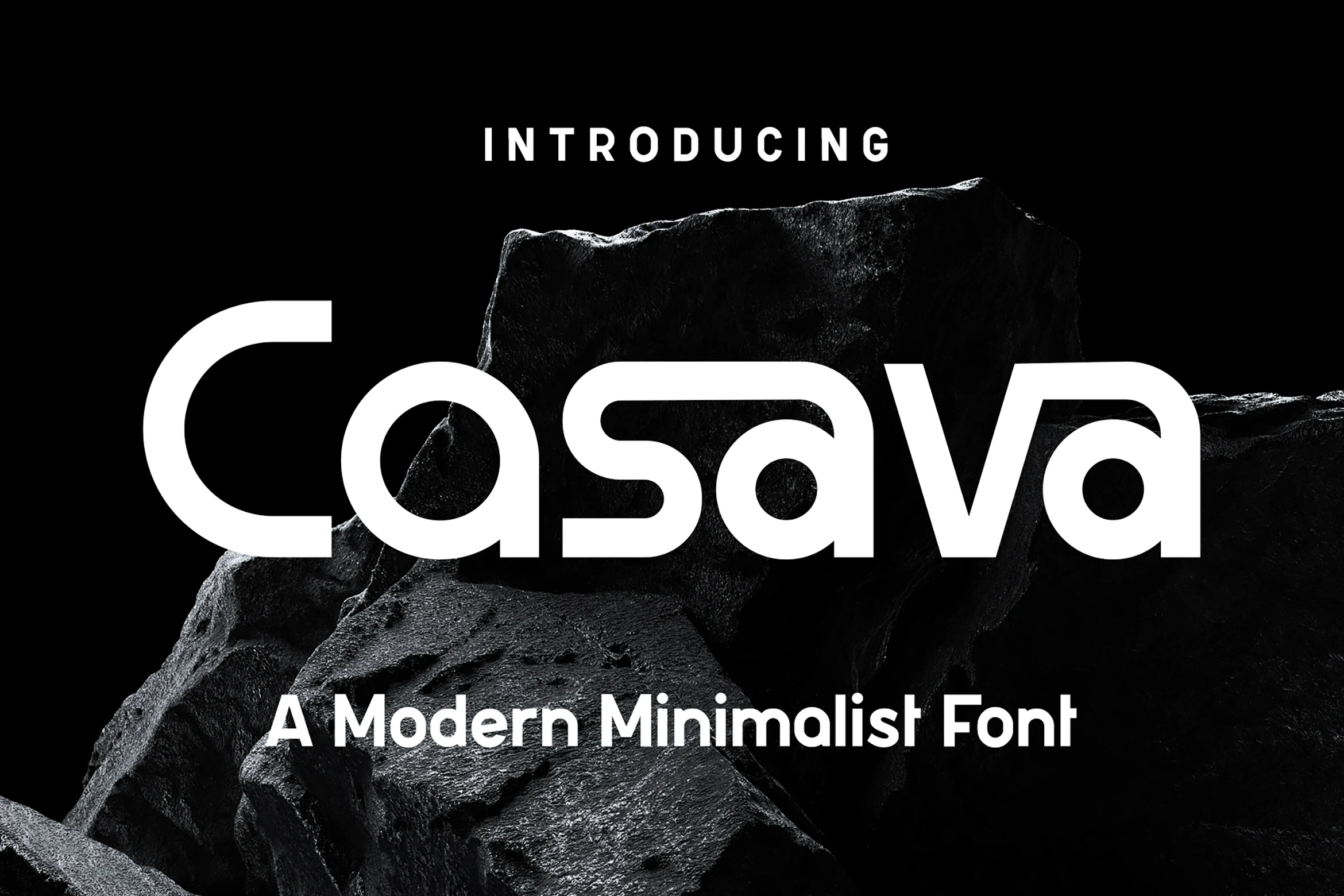 Casava Font displayed in a bold, rounded geometric sans serif with open counters and wide proportions.