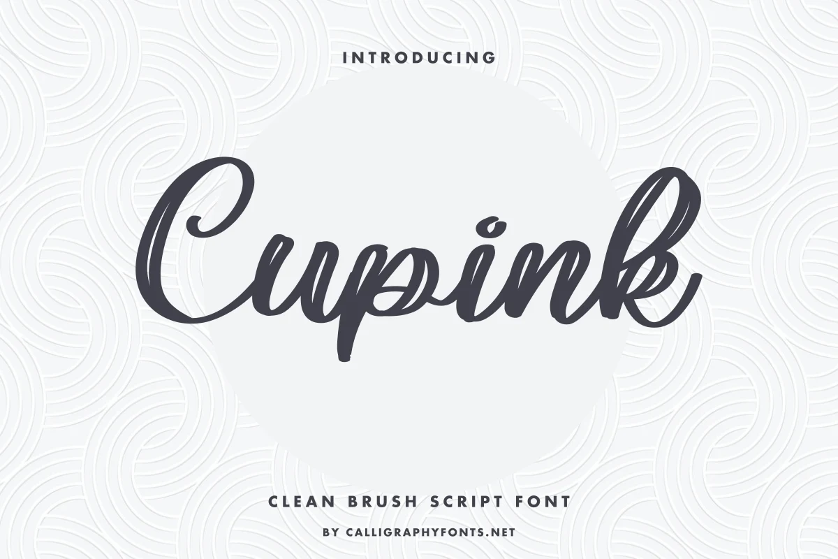 Cupink Font featuring connected, right-leaning brush lettering with rounded terminals and a textured stroke appearance.