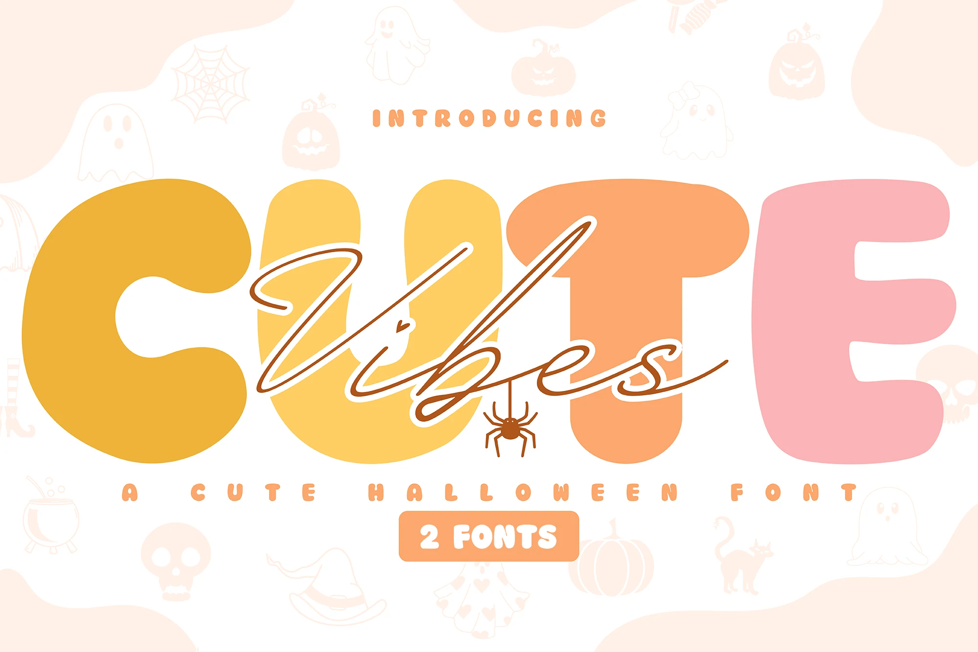 Cute Vibes Font showing a bold rounded sans serif paired with a thin connected script.