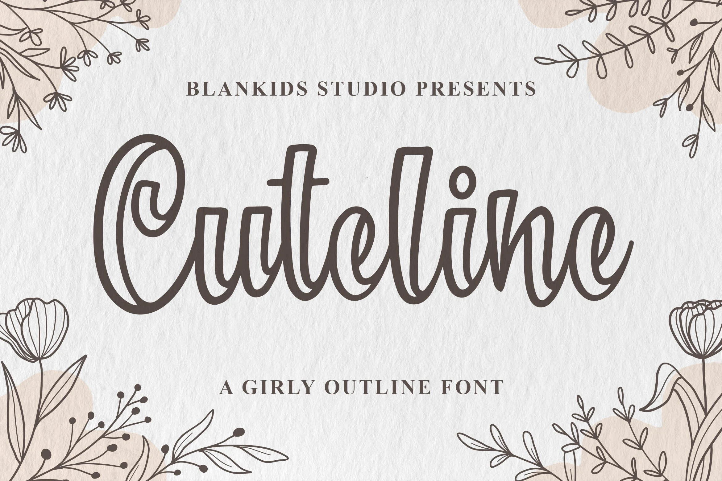 Cuteline Font shown as an upright handwritten script with rounded letterforms, monoline strokes, and a double-stroke outline.