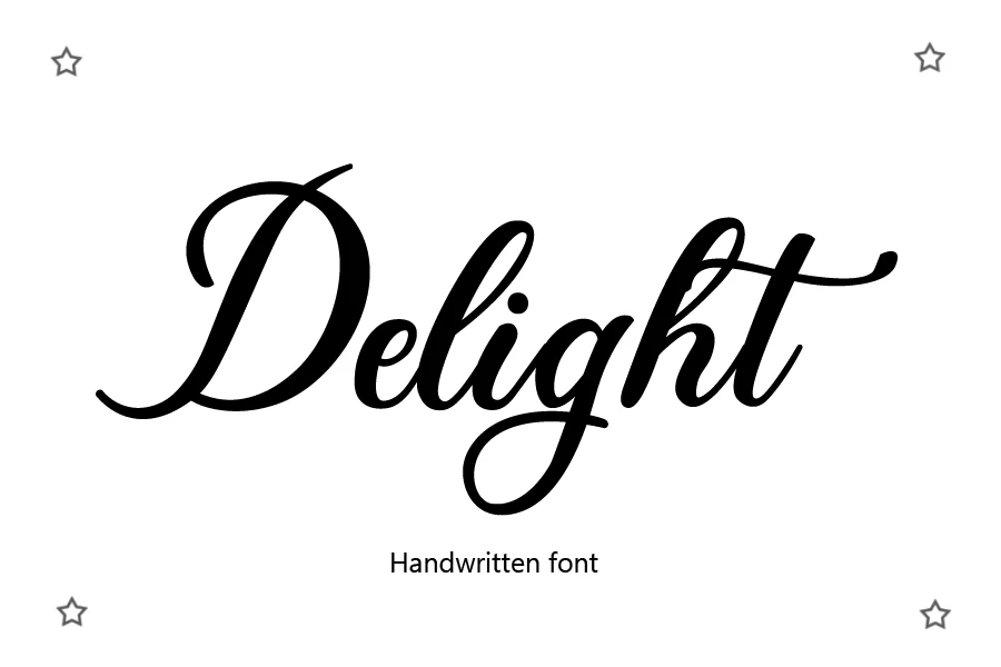 Delight Font showing flowing handwritten movement, connected letterforms, and refined slender strokes