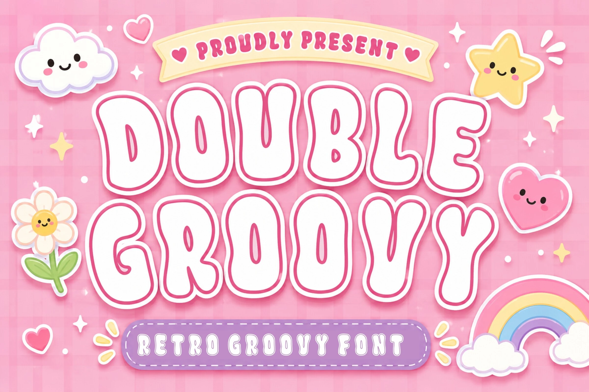 Double Groovy Font featuring thick monolinear strokes and rounded bulbous terminals