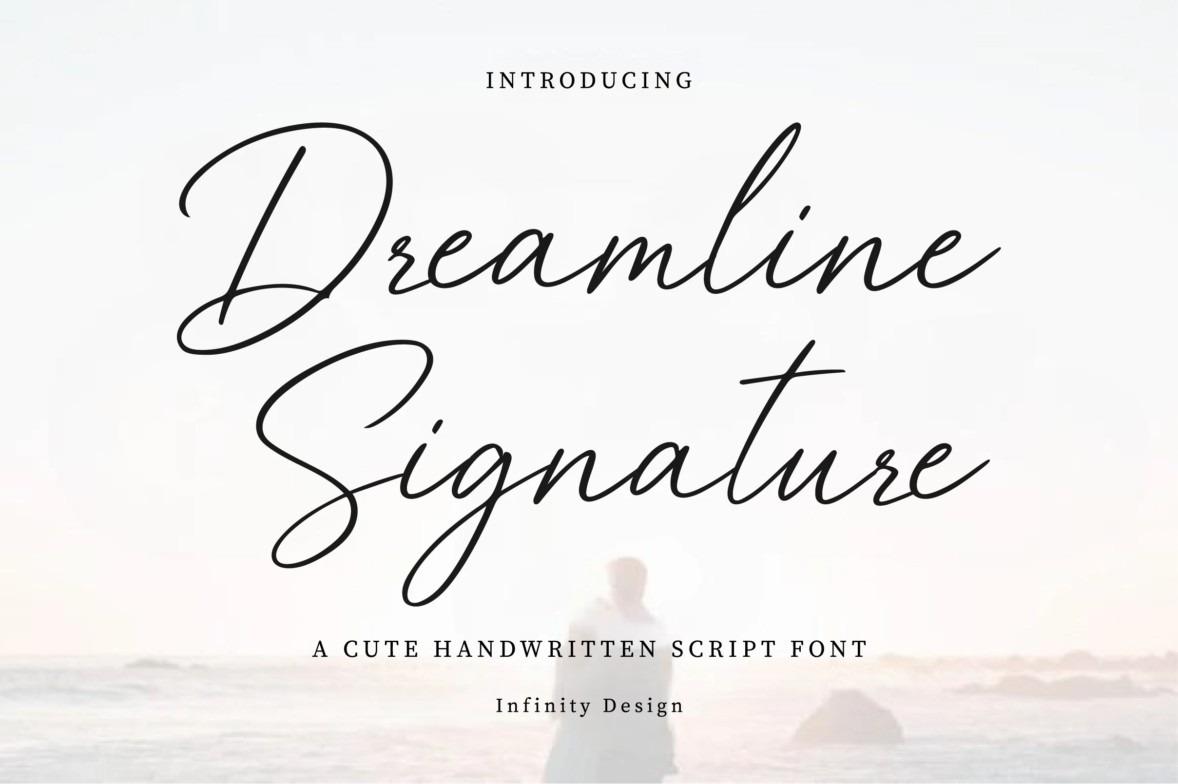 Dreamline Signature Font featuring monolinear stroke weight and connected cursive letters