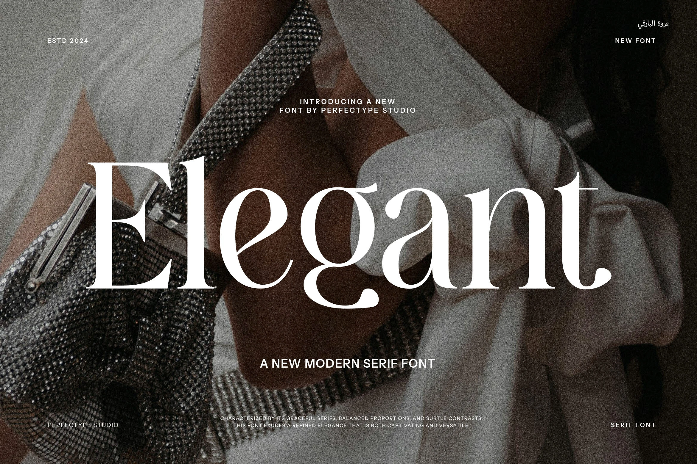 Elegant Font is an upright high-contrast serif with tapered flared serifs, graceful curves, and delicate thin strokes.