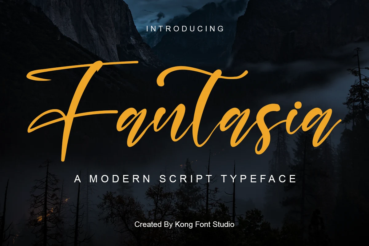Fantasia Font showing flowing handwritten movement, connected or softly joined letterforms, and rounded playful shapes
