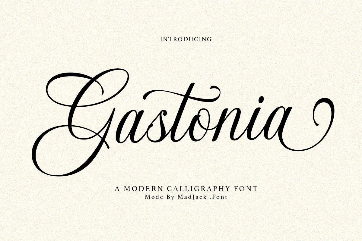 Gastonia Script Font showing flowing handwritten movement, connected letterforms, and refined slender strokes