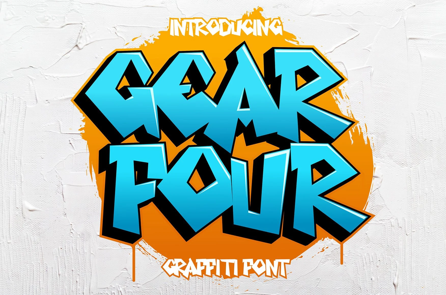 Gear Four Font is a bold, angular, disconnected display typeface with sharp geometric letterforms.