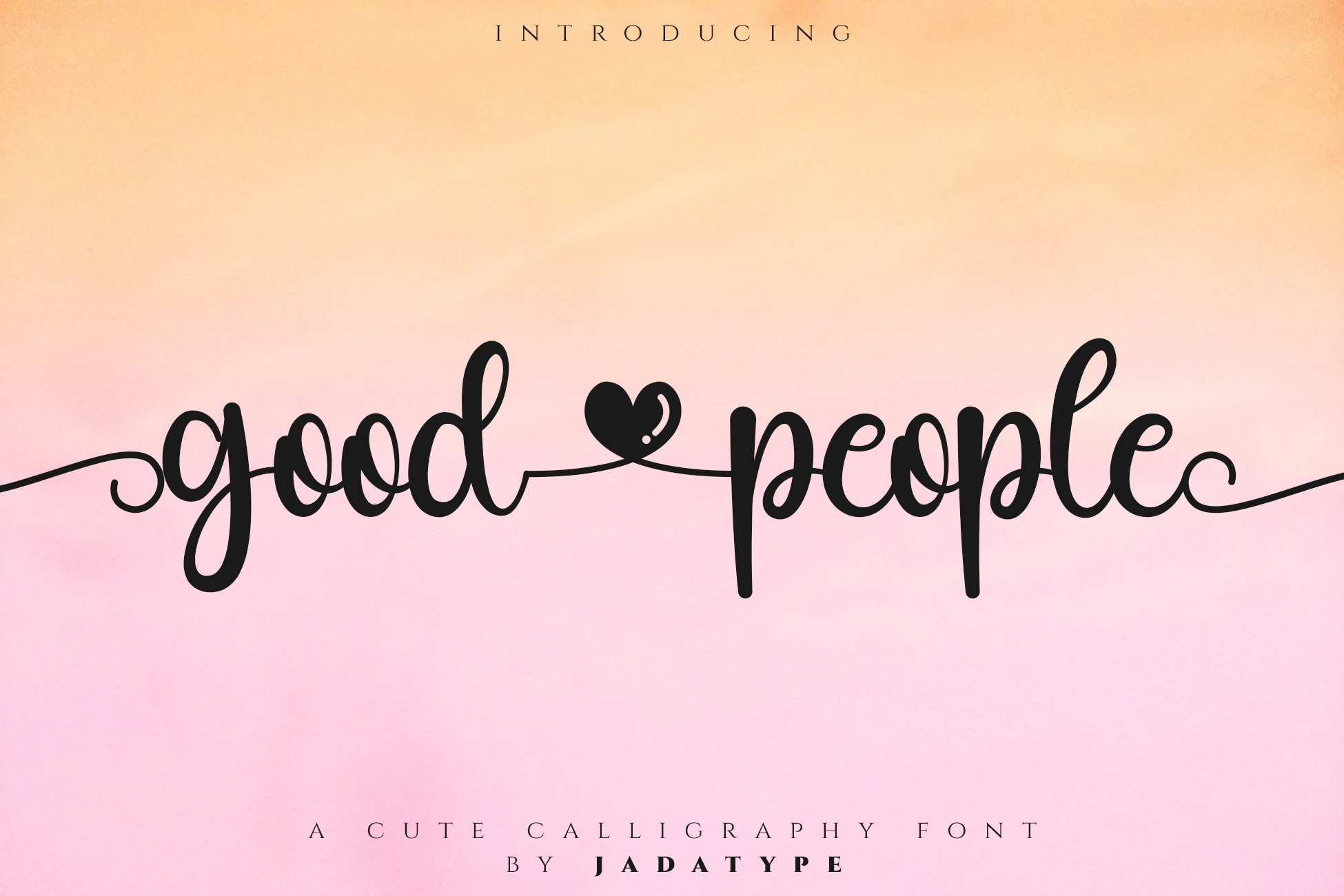Good People Font features connected cursive letters, rounded terminals, and flowing decorative swashes.