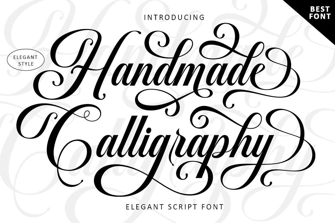 Handmade Calligraphy Font showing flowing handwritten movement, softly joined letterforms, and slender strokes