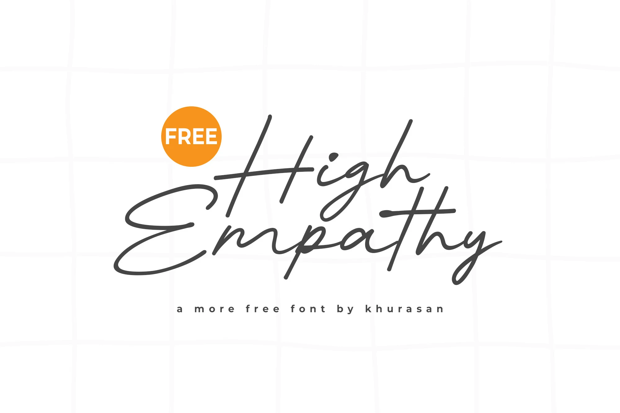 High Empathy Font showing flowing connected cursive letters with a strong rightward slant, rounded terminals, and decorative swashes.