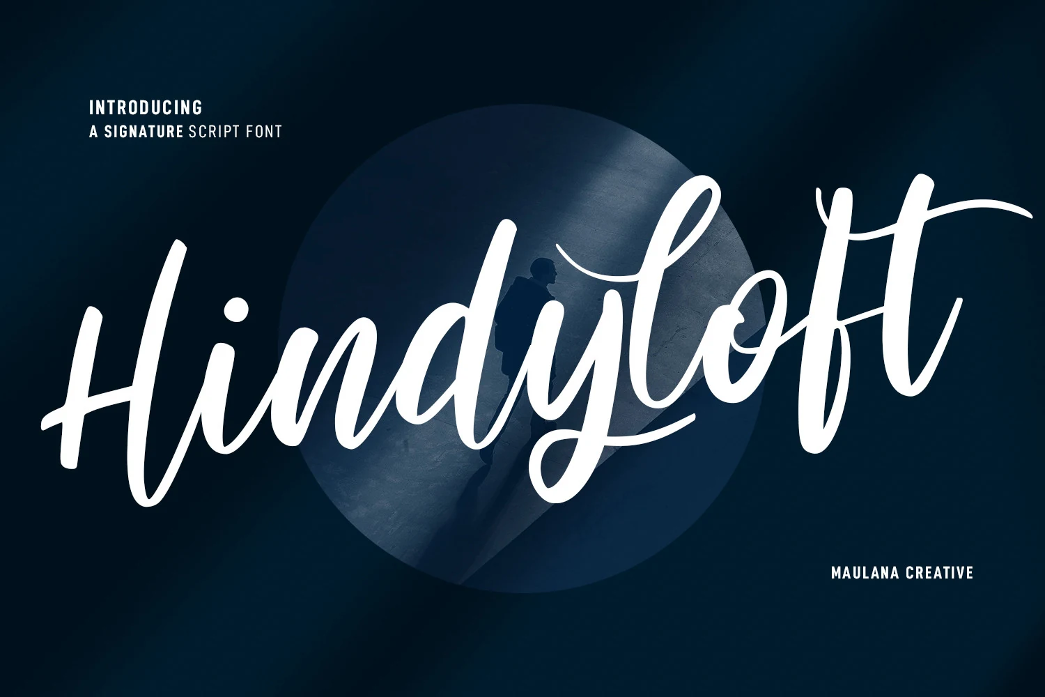 Hindyloft Signature Script Font with flowing handwritten movement, softly joined letterforms, and slender strokes