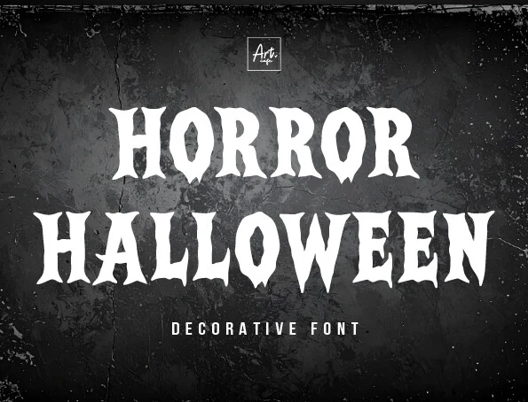 Horror Halloween Font with bold, irregular letterforms and dripping tapered terminals.