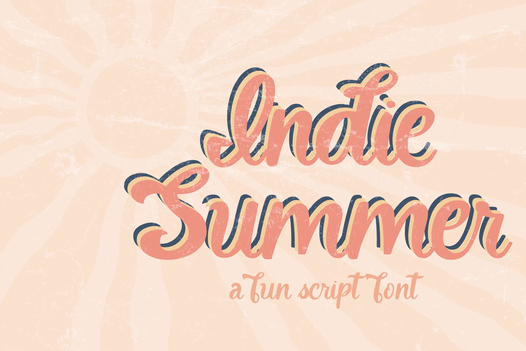 Indie Summer Font in a bold connected script with rounded terminals and a layered shadow effect.