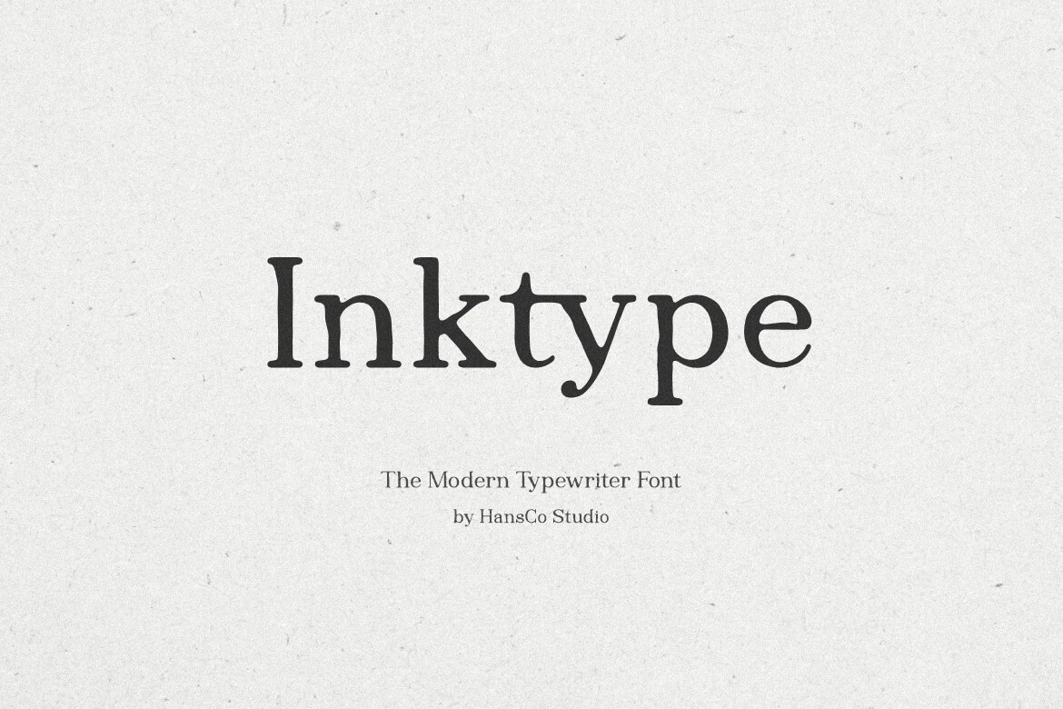 Inktype Font is an upright display serif with slab-like serifs, high stroke contrast, and uneven ink-like edges.