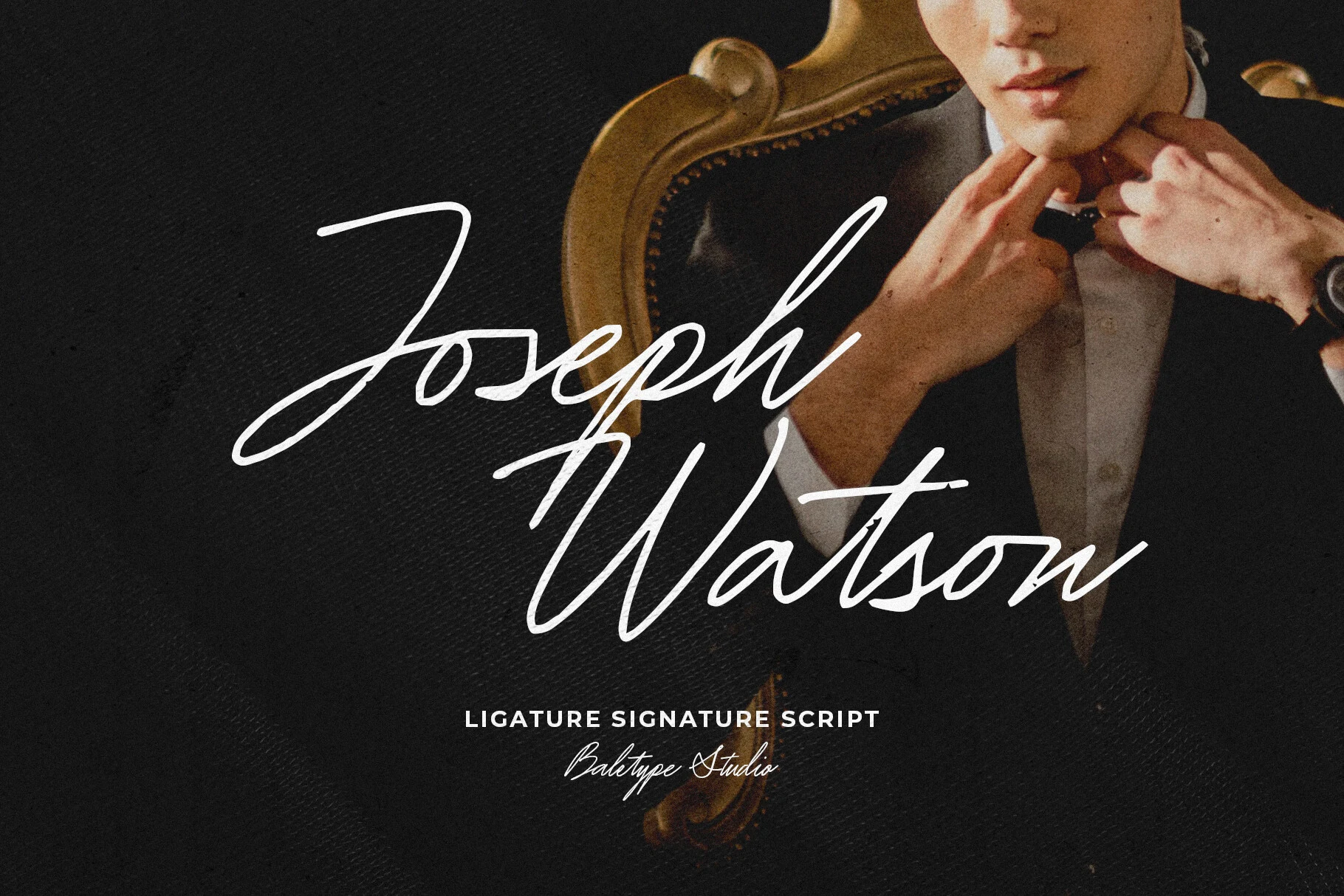 Joseph Watson - Signature Script Font featuring connected letters, a strong rightward slant, and elongated decorative flourishes.