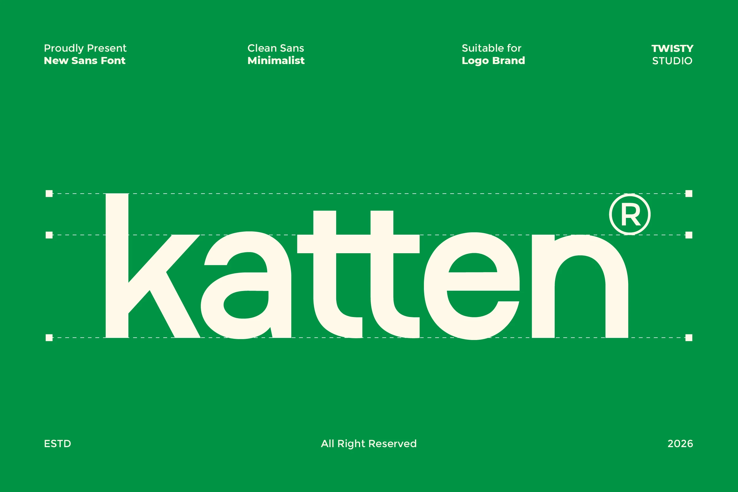 Katten Font is a lowercase geometric sans serif with uniform strokes, rounded terminals, and open counters.