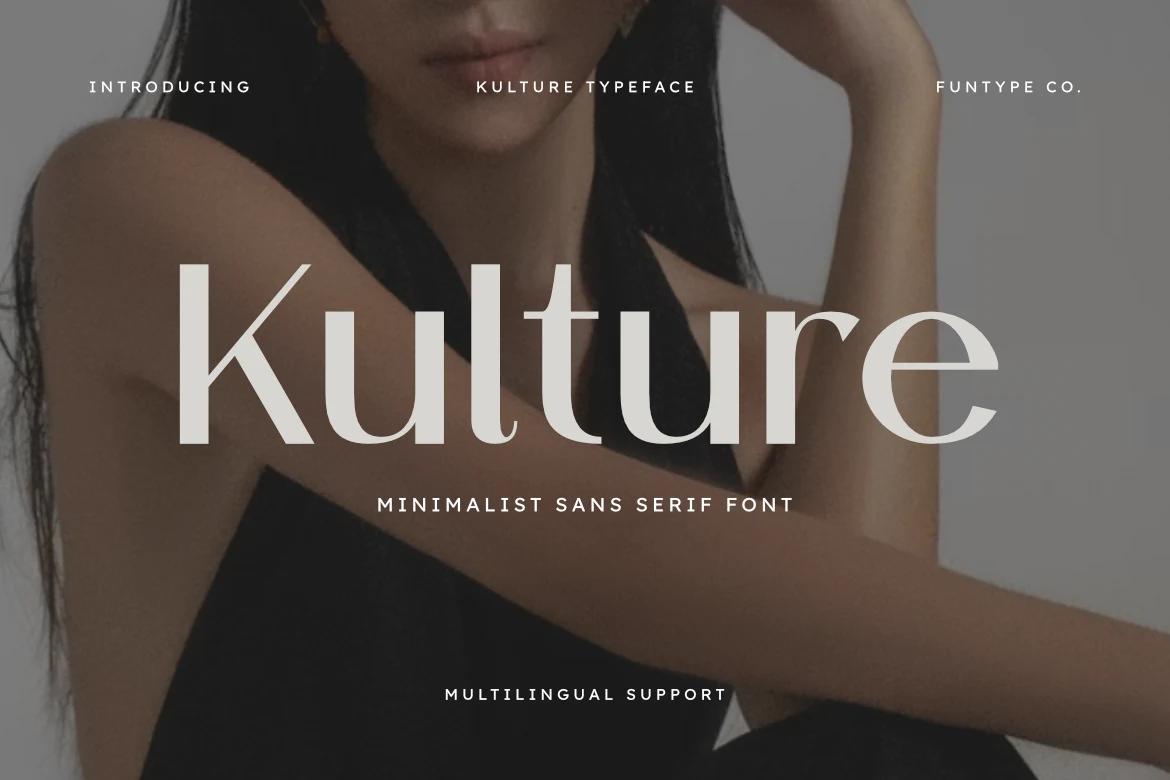 Kulture Font displayed as a high-contrast serif with sharp elongated serifs and widely spaced upright letterforms.