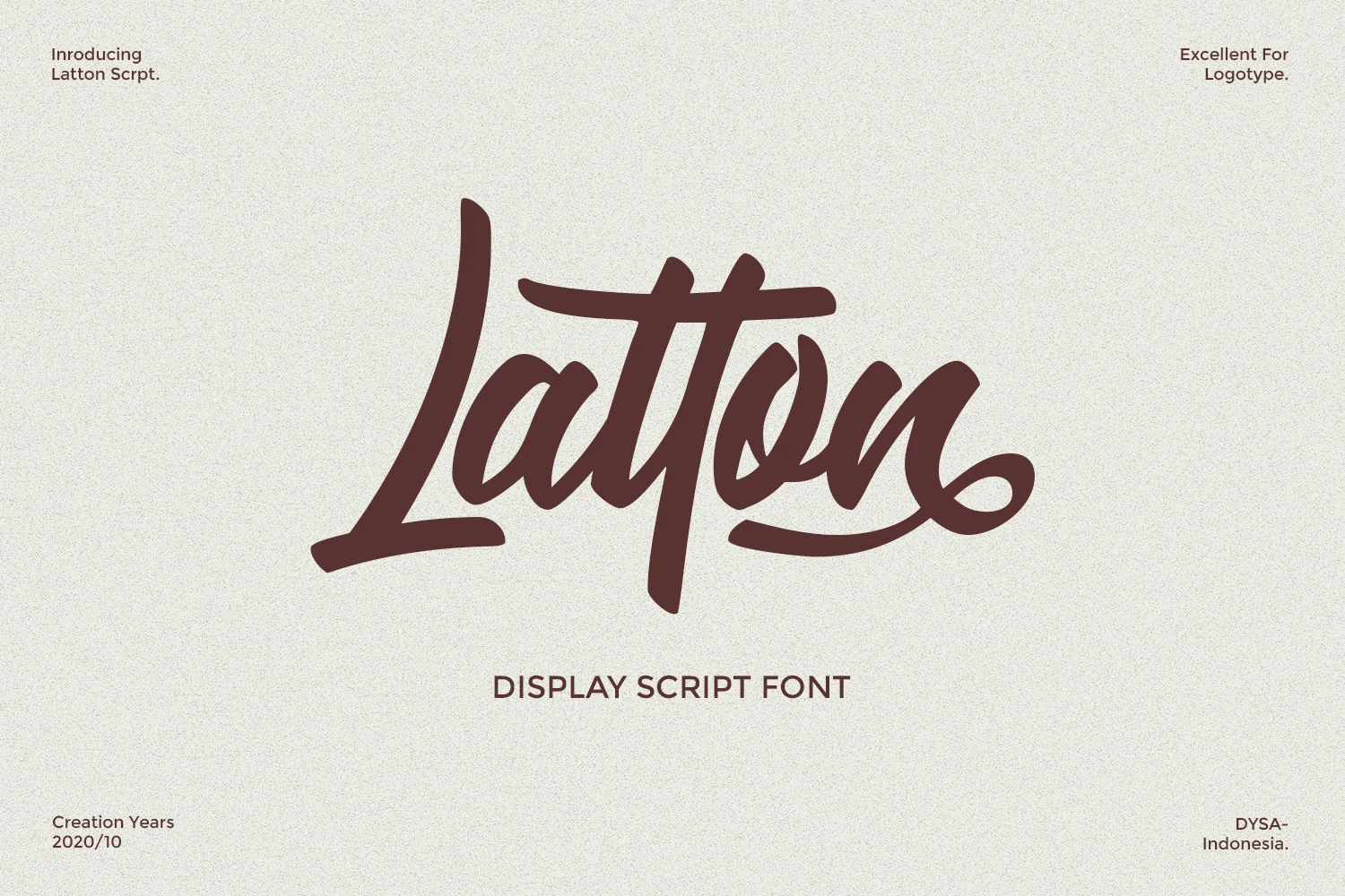 Latton Font is a bold brush-style script with connected letters, varied stroke thickness, and prominent swashes.