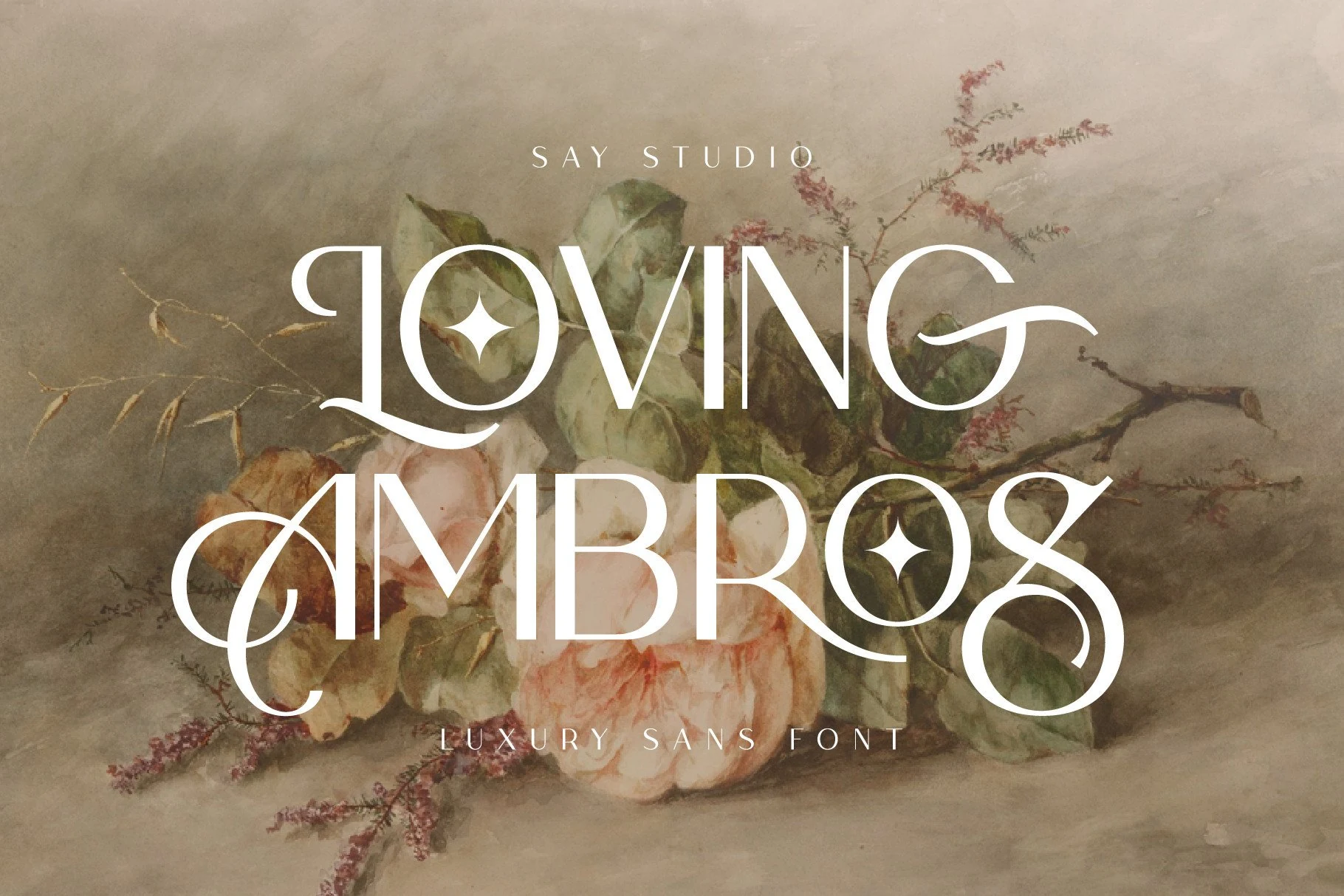 Loving Ambros Font featuring High contrast between thick and thin strokes and Exaggerated flowing swashes
