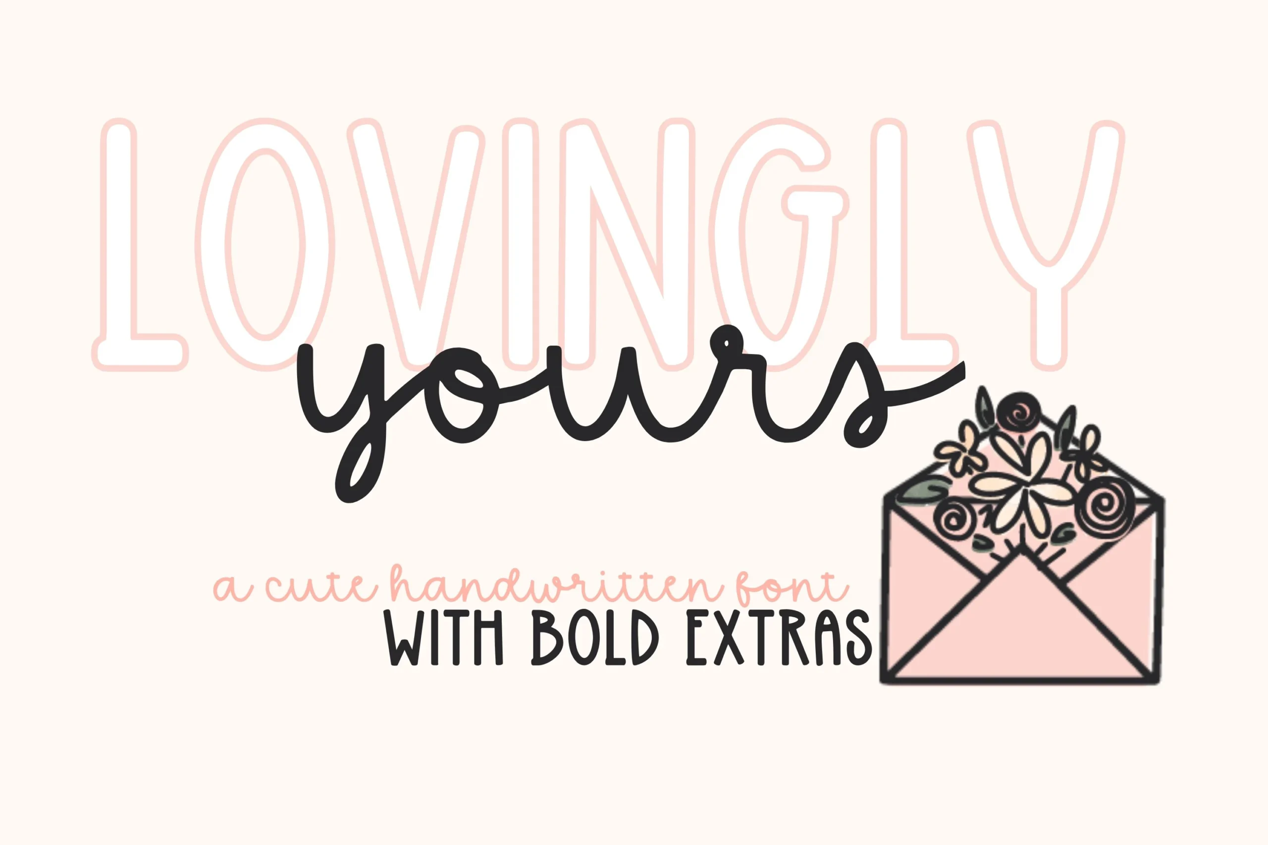 Lovingly Yours Font showing fluid connected script lettering with varied line weight and rounded terminals.