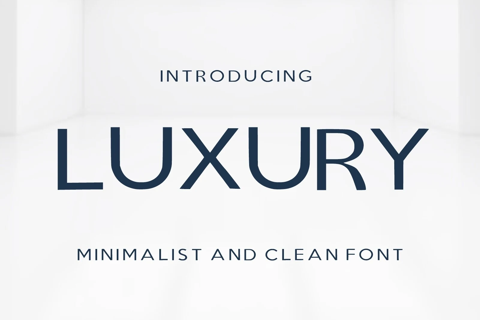 Luxury Font is a minimalist sans-serif display font with geometric letterforms, uniform strokes, and flared terminals.