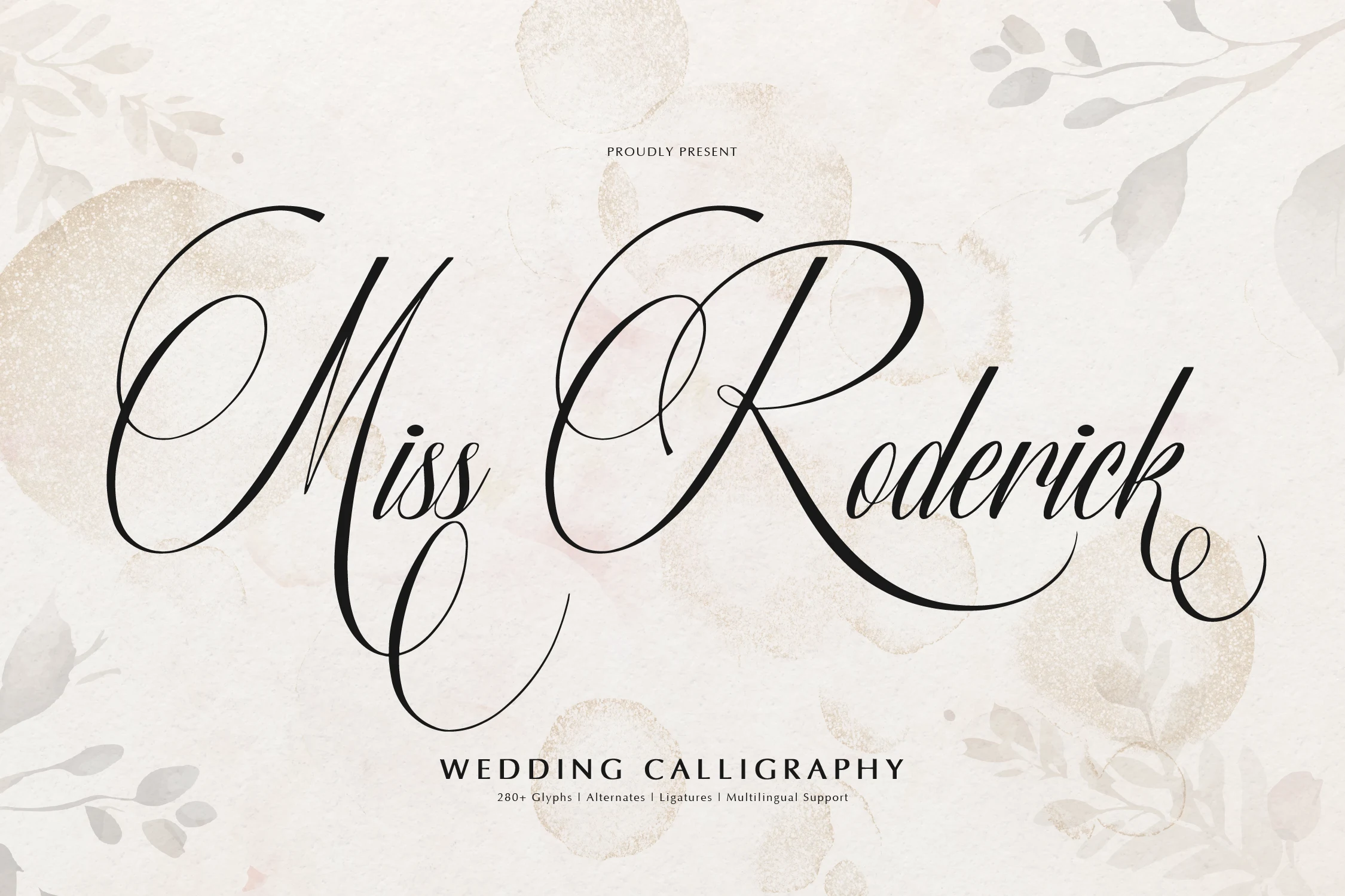 Miss Roderick Font featuring connected calligraphic letterforms, high stroke contrast, and expansive decorative swashes.