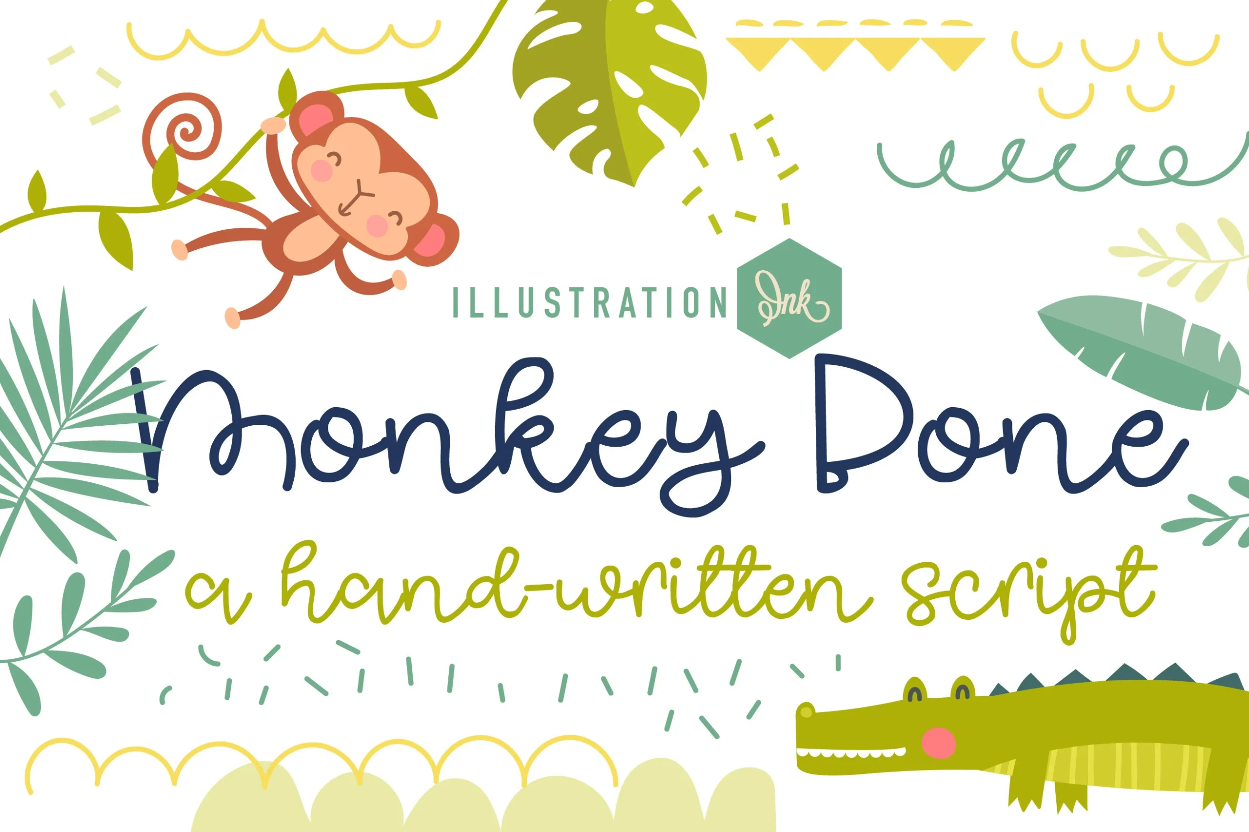 Monkey Bone Font preview showing a casual monoline script with rounded terminals, loose spacing, and an irregular baseline.