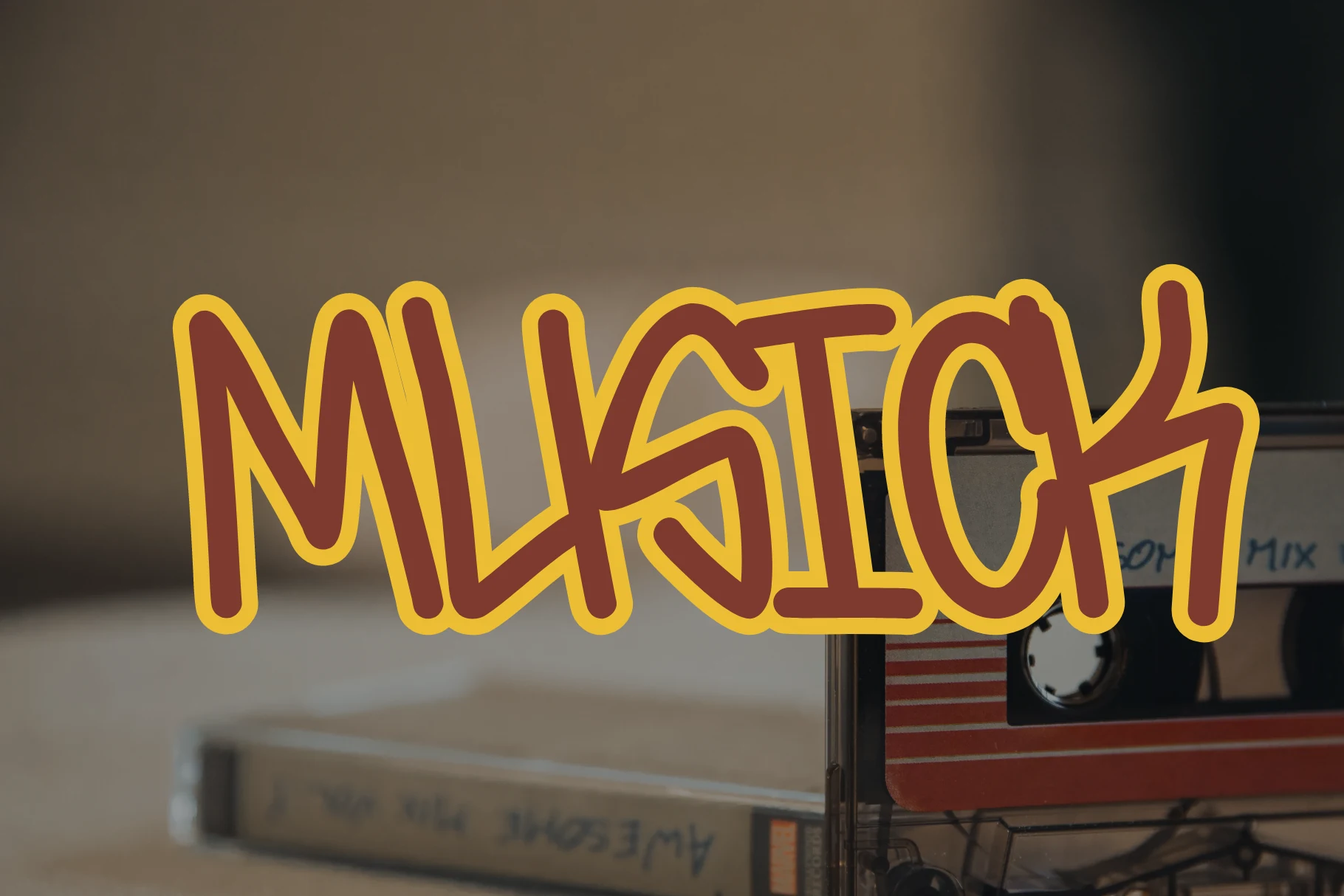 Musick Font is a monolinear handwritten display typeface with informal letterforms, rounded terminals, and loose connections.