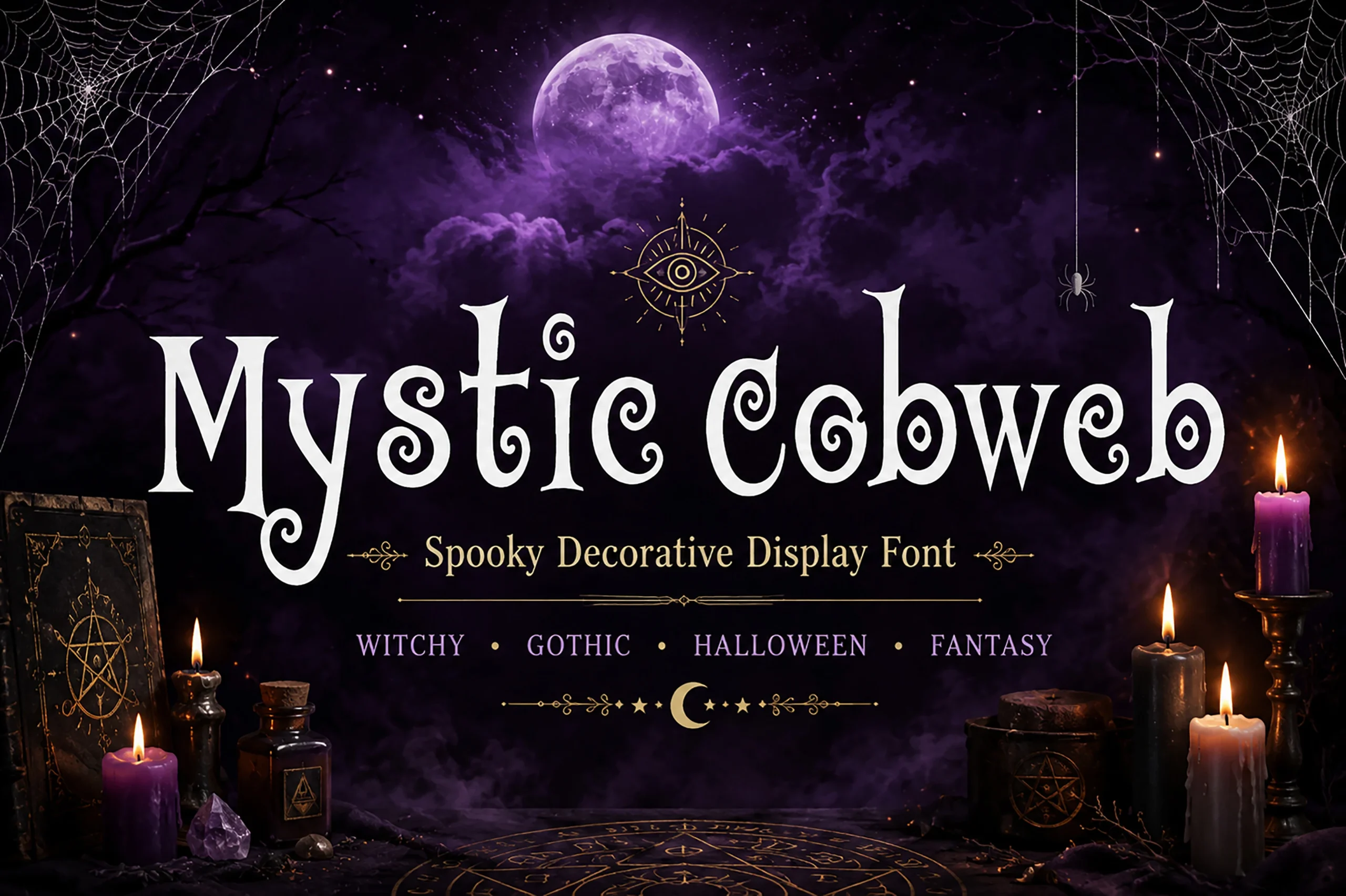 Mystic Cobweb Font featuring Swirly, spiral terminals and High stroke contrast