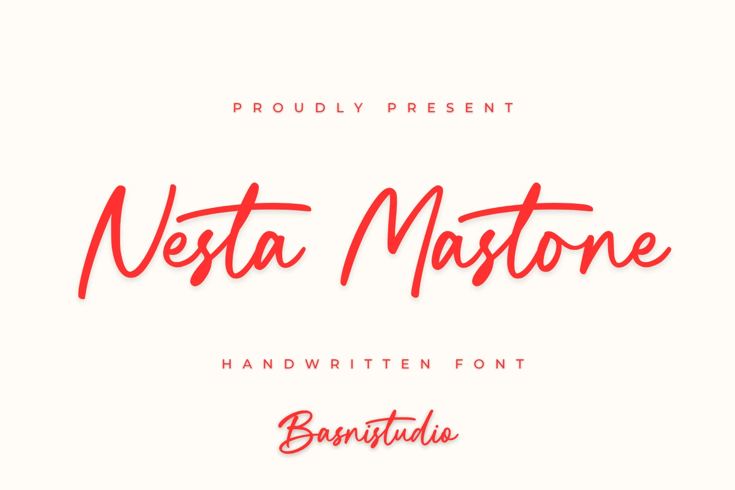 Nesta Mastone Font features connected cursive letterforms, monolinear strokes, and a slight rightward slant.