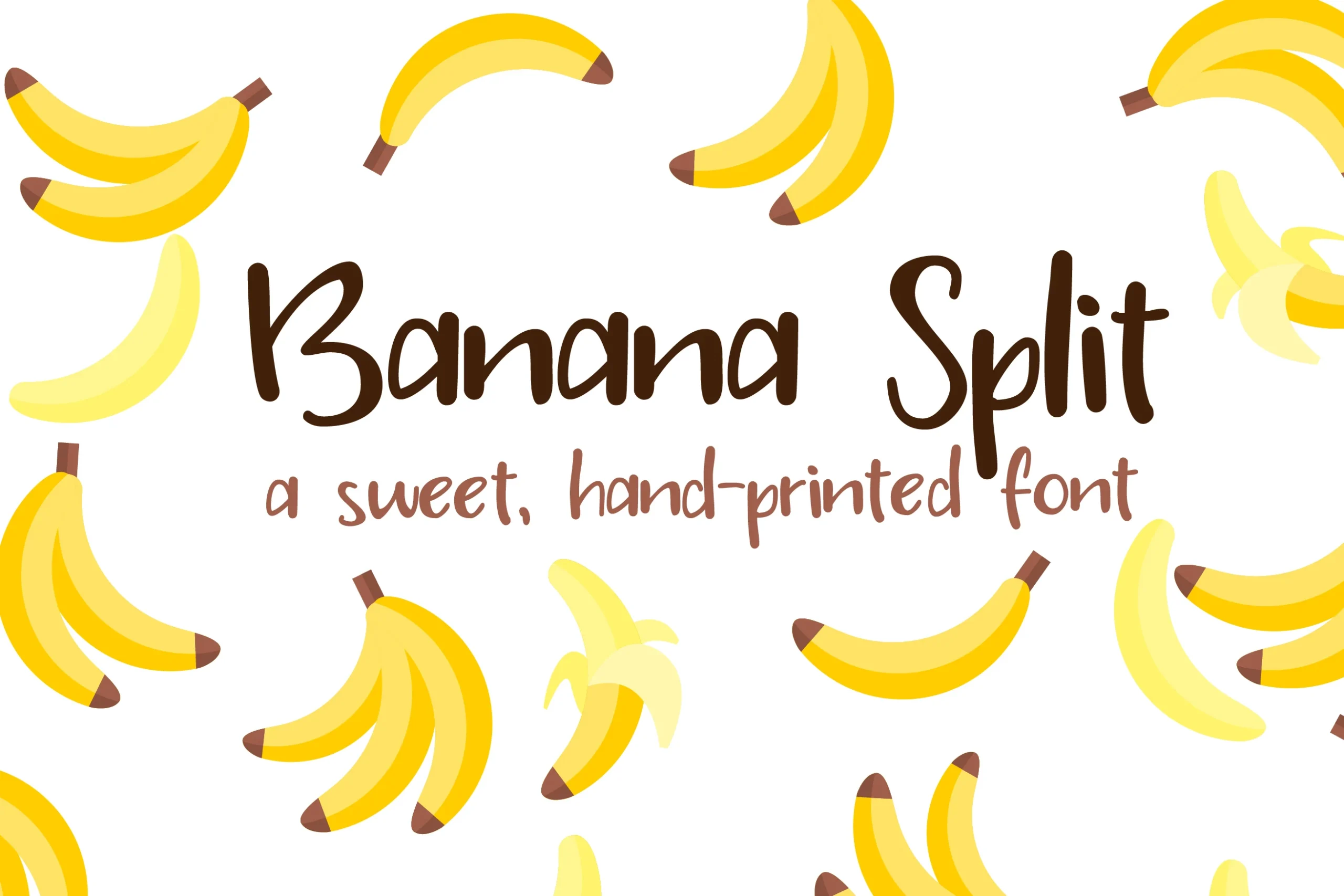 PN Banana Split Font showing playful handwritten lettering with monolinear strokes, rounded terminals, and a bouncy baseline.