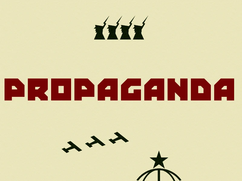 Propaganda Font in a bold, blocky geometric sans-serif style with wide square letters and sharp right-angled corners.