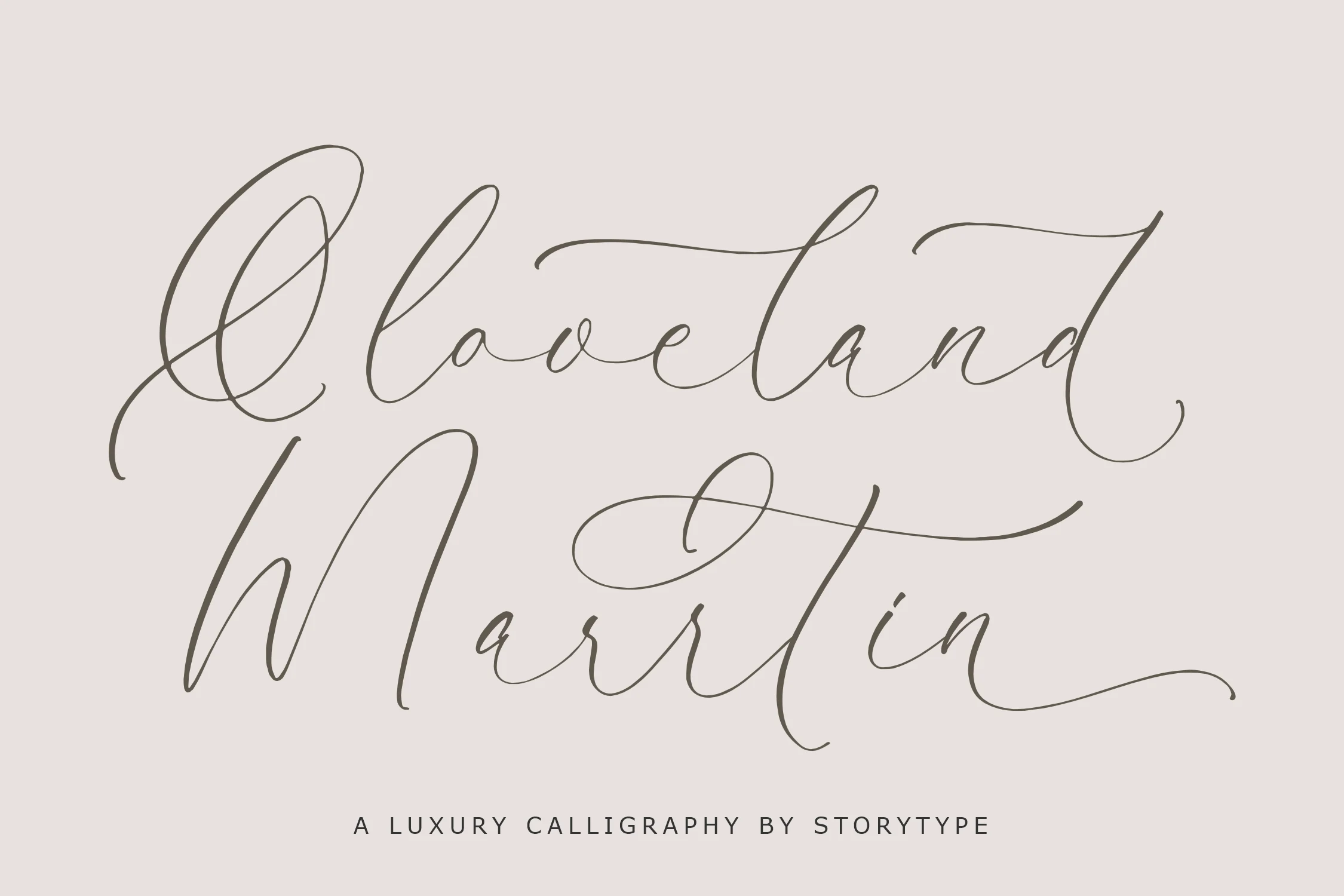 Qloveland Marrtin Font featuring a high-contrast connected calligraphy script with a strong rightward slant and flowing ornamental swashes.