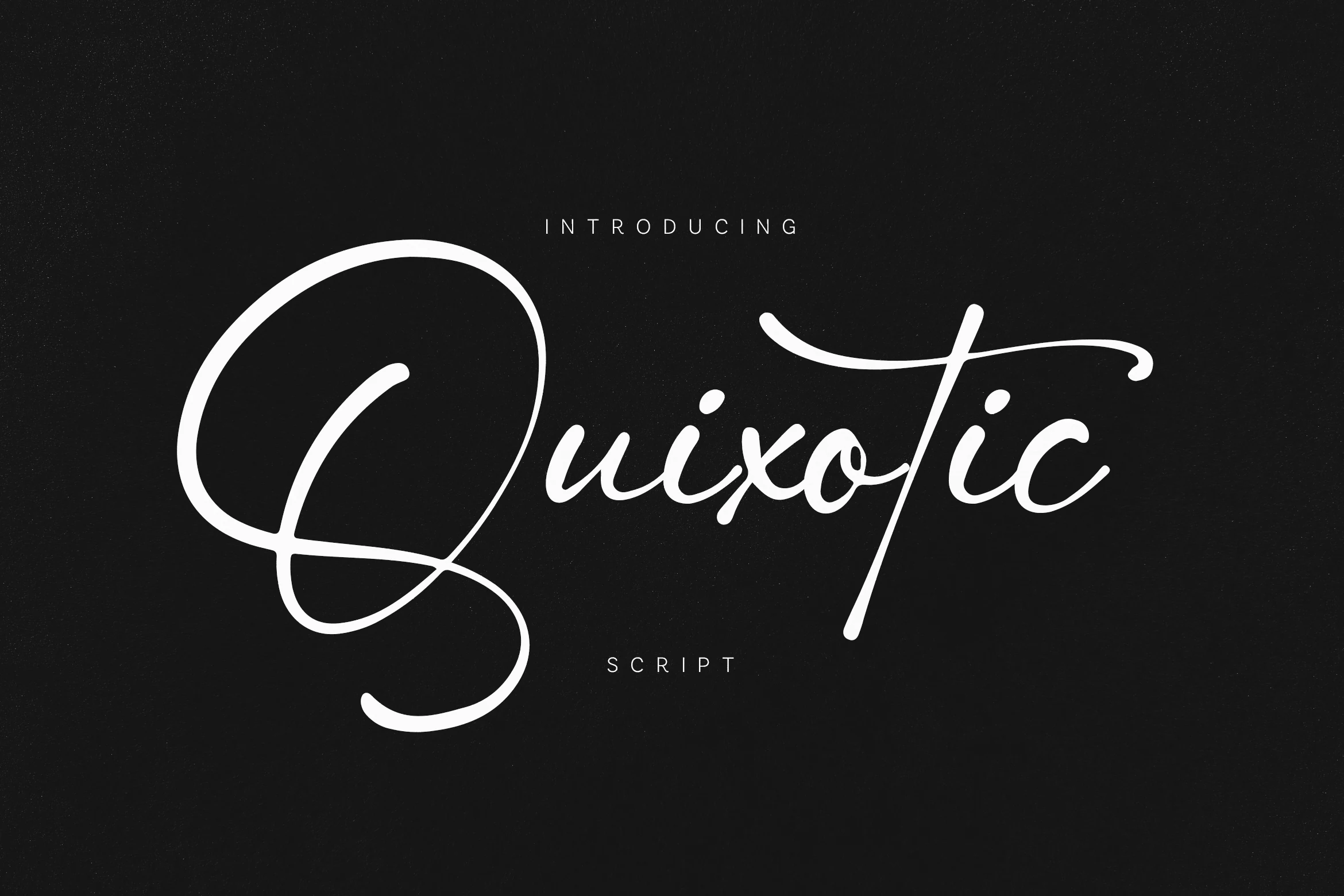 Quixotic Font featuring Connected cursive letterforms and Oversized initial Q with sweeping loops